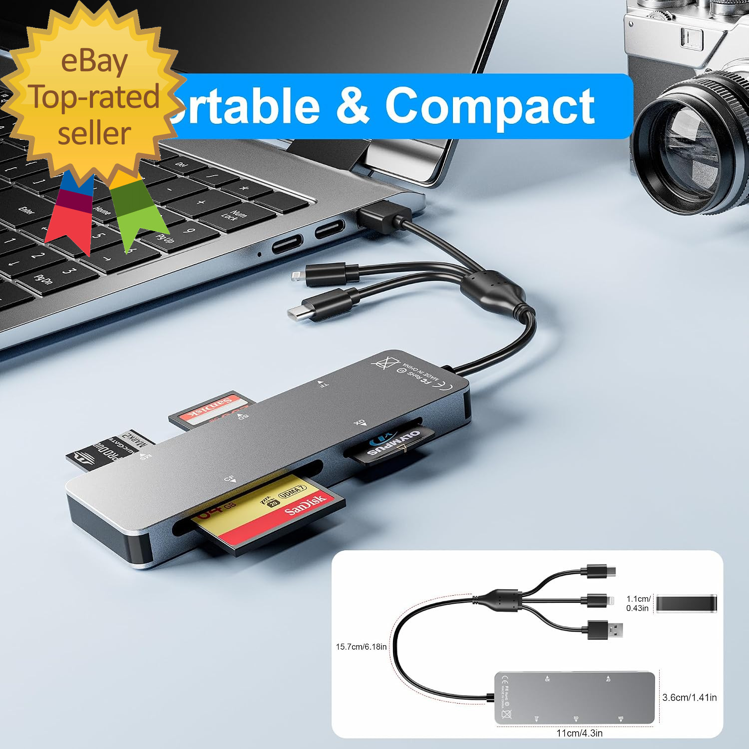 Memory Stick Pro Duo Adapter 5-In-1 Multi Memory Card Reader Supports SD/TF/CF/M