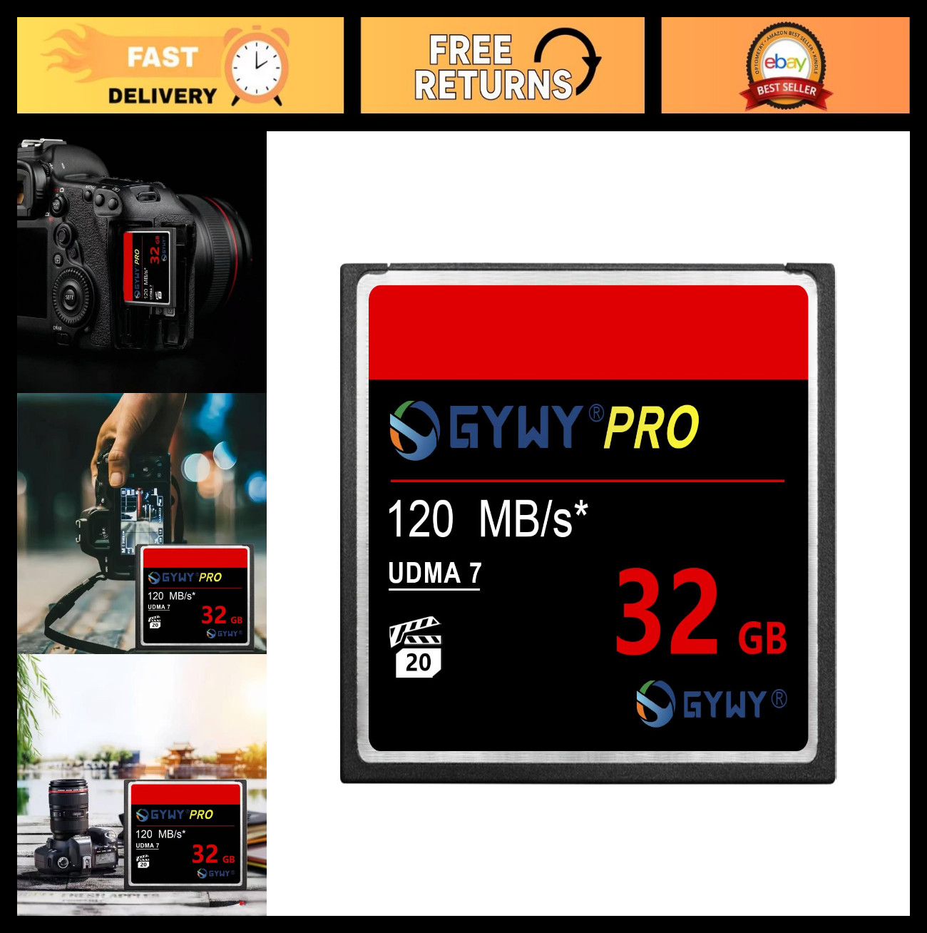 32GB CF Memory Card, UDMA 120MB/s Speed for Professional Cameras & Photography
