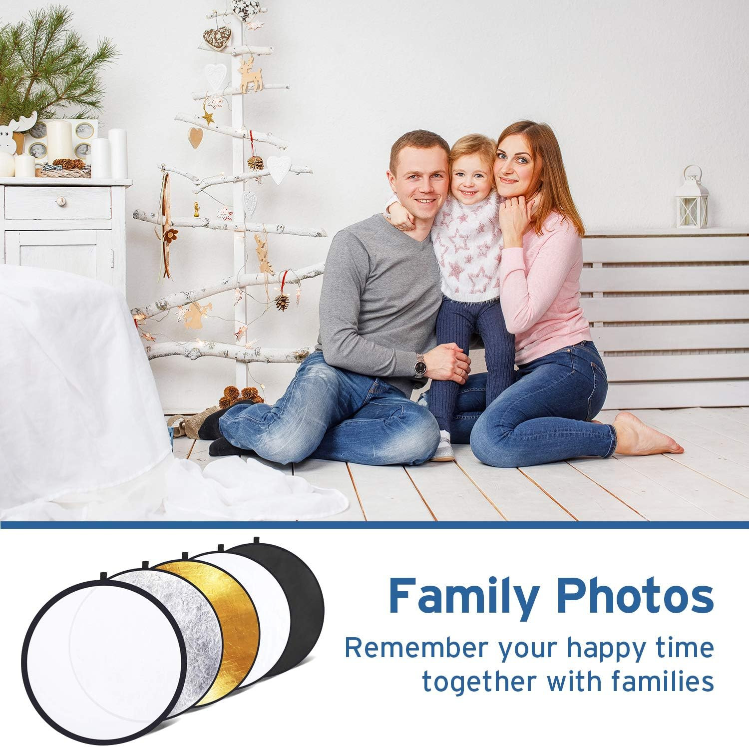 24″ (60Cm) 5-In-1 Photography Reflector, Multi-Disc Light Reflectors for Photogr