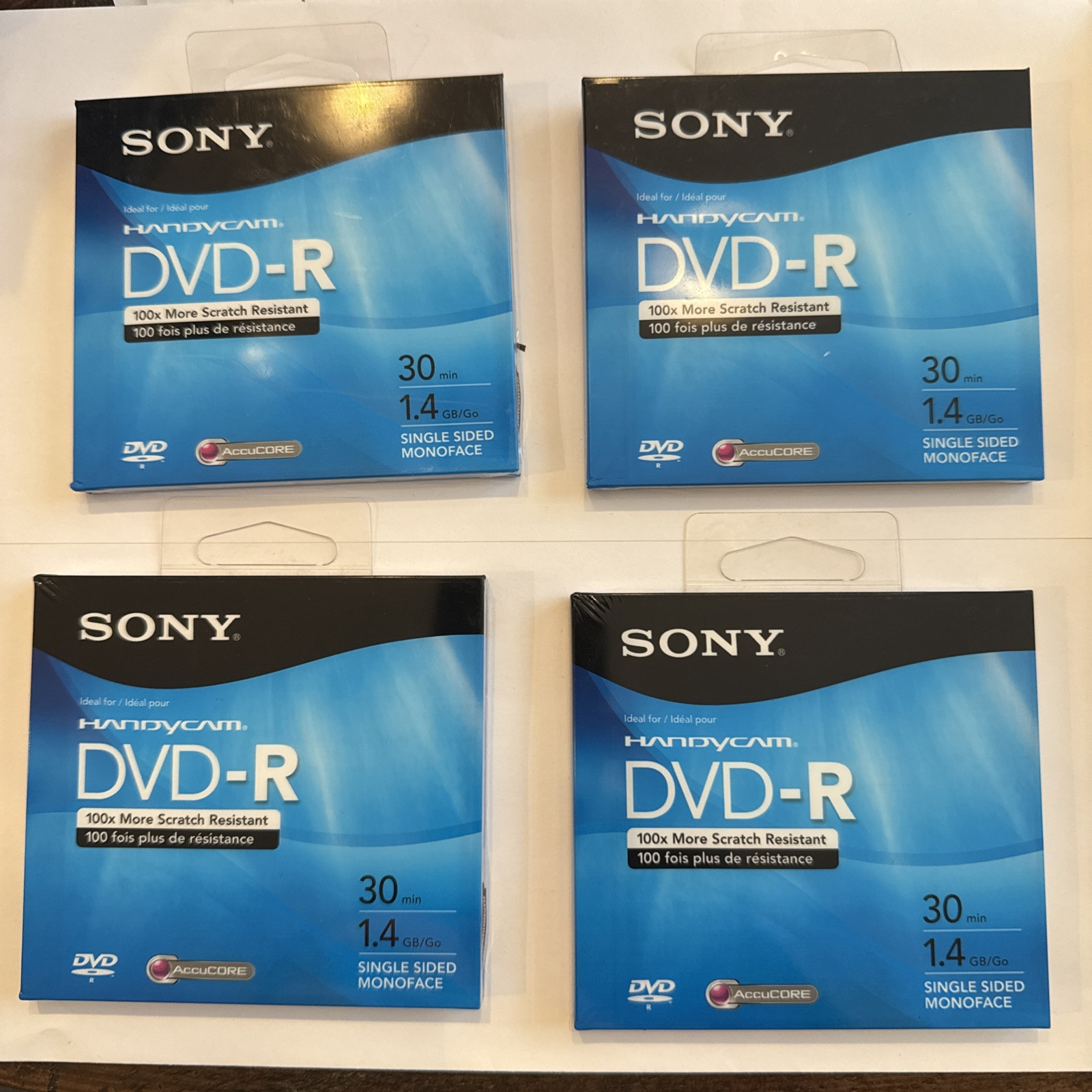 4 Brand NEW Sony Handycam DVD-R 1.4GB 30min recordable Discs DMR30R1H SEALED NIB