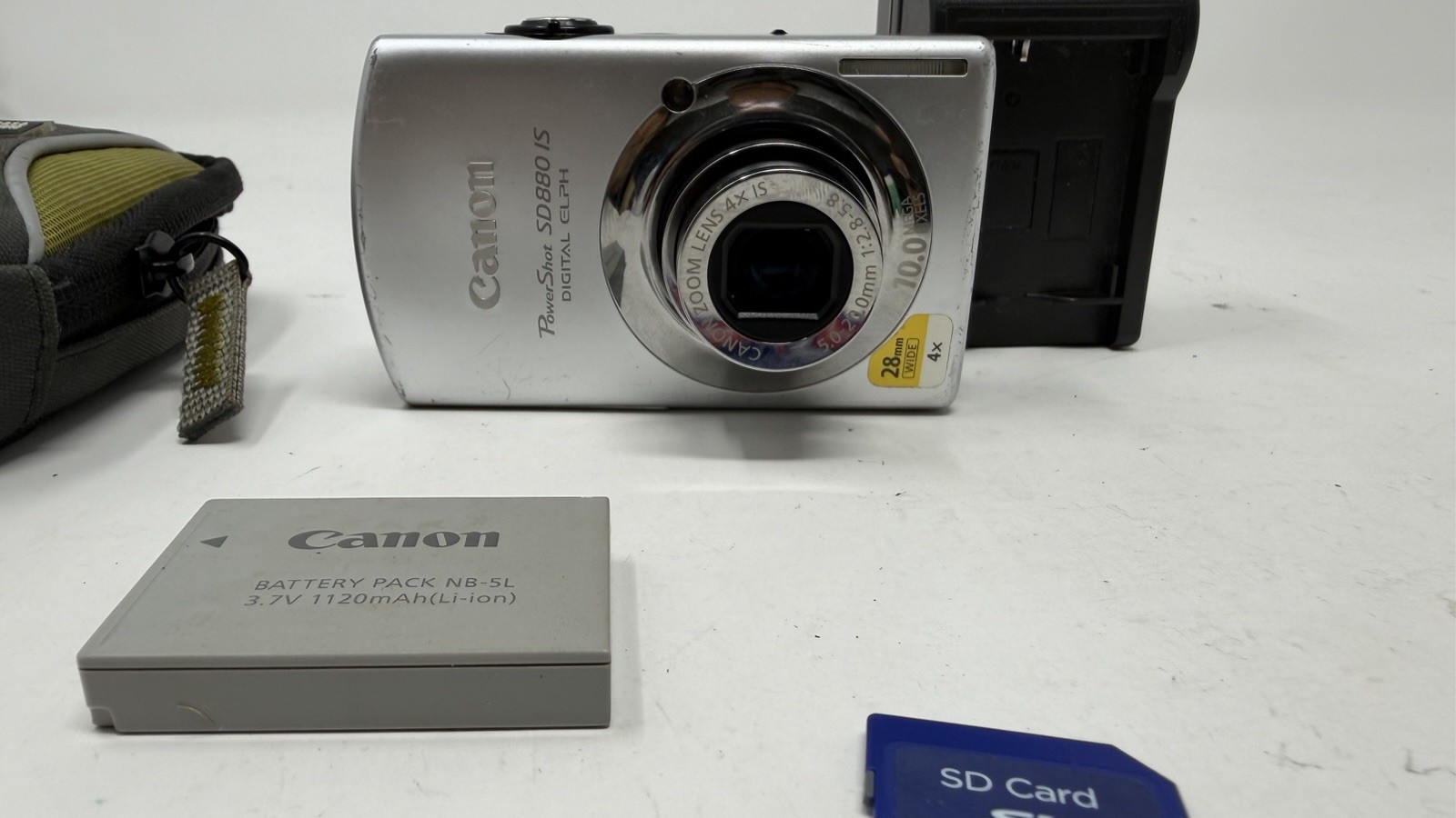 Canon PowerShot SD 880 IS ELPH 10.0MP 4x Camera – Silver Tested W/ 2 Batteries