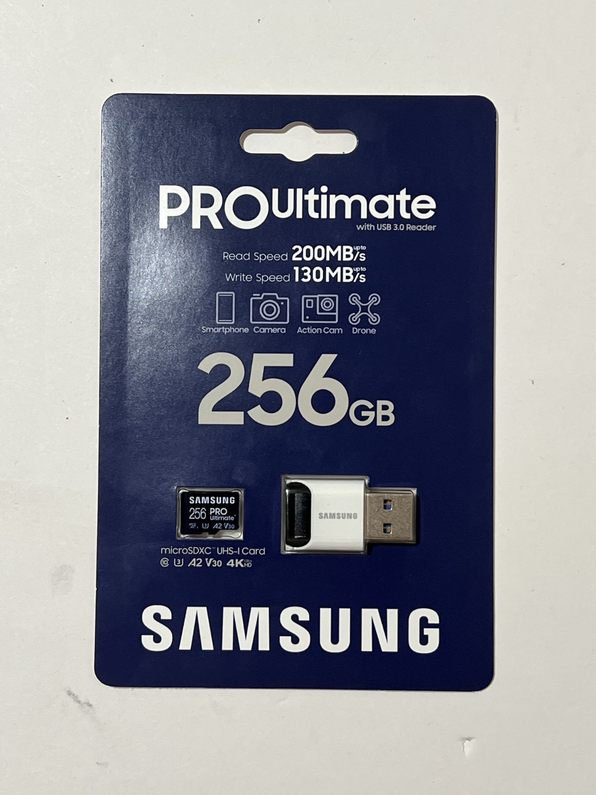New Saumsung PRO Ultimate 256GB microSDXC with USB 3.0 Reader MB-MY256SB/AM