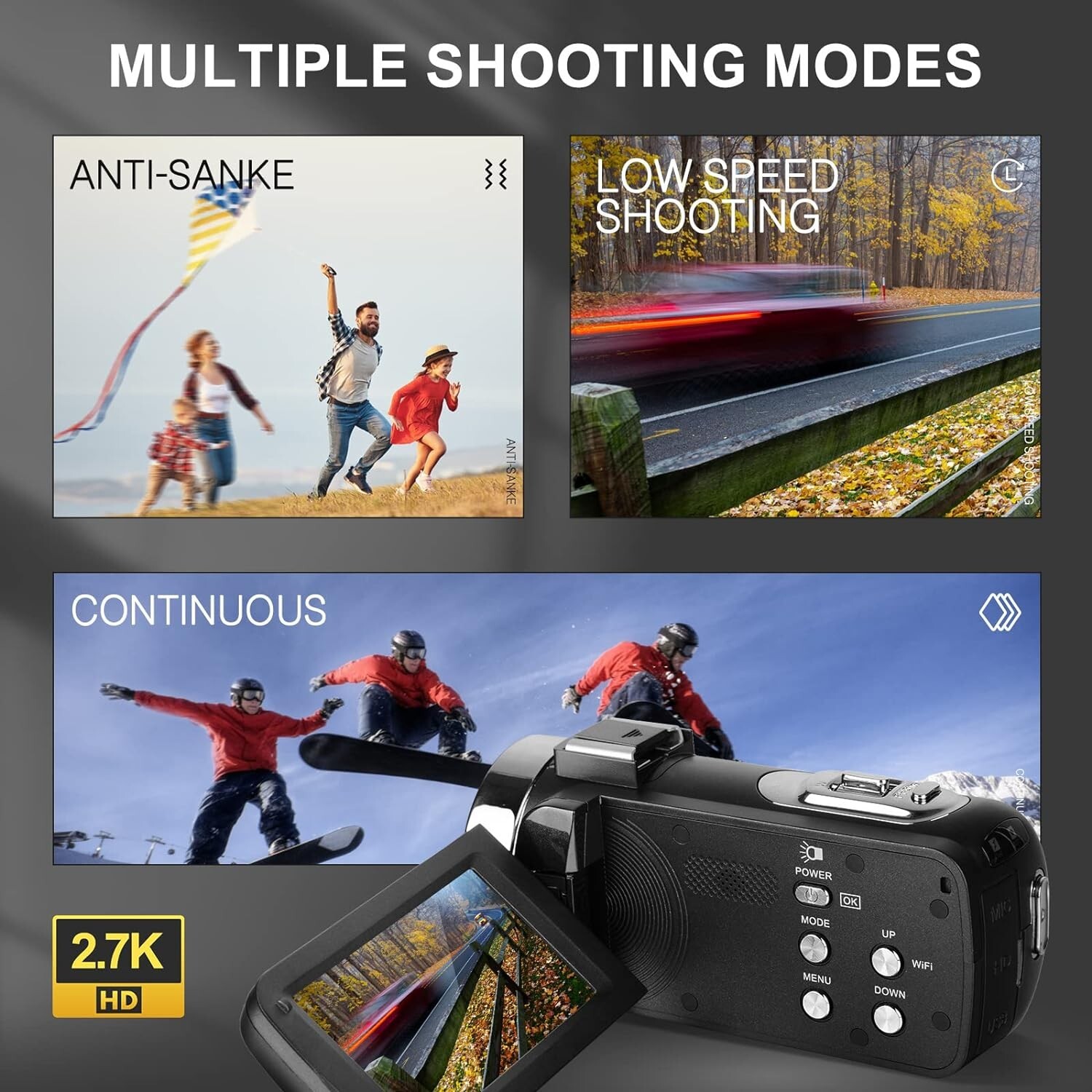 Video Camera Camcorder 2.7K 42MP 18X Vlogging Camera for YouTube with Microphone