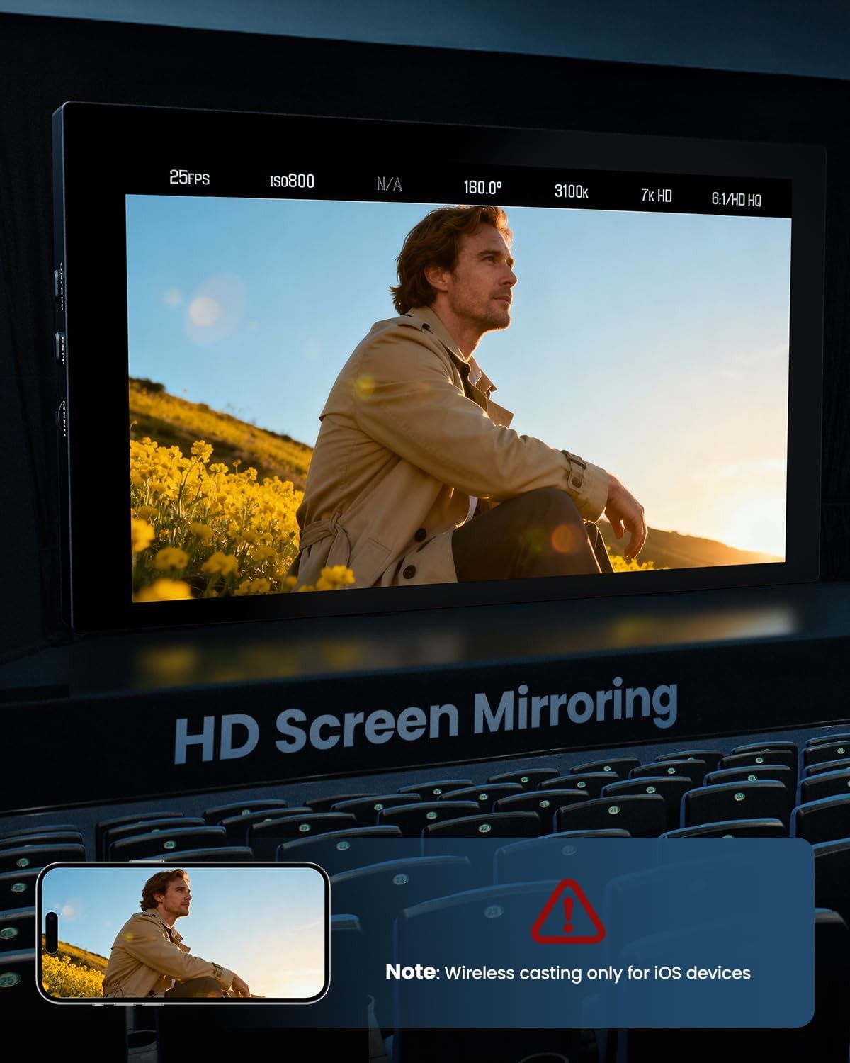 Eyoyo 7″ DSLR Camera Field Monitor HDMI 1280×800 IPS Video Mirroring fr iPhone