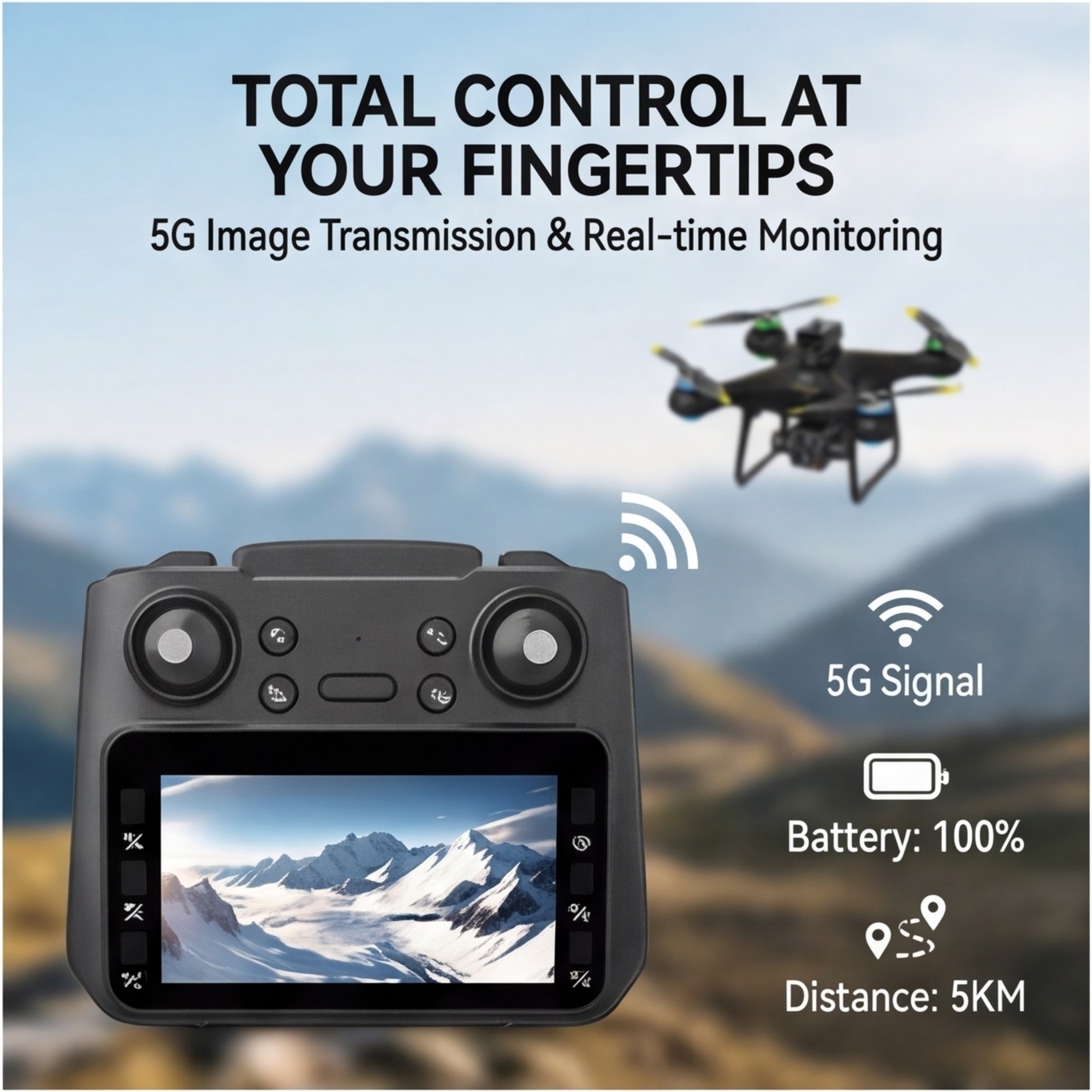4.3″ Screen 6K FPV Drone Dual Cam Brushless Motors 2 Batteries RC Quadcopter