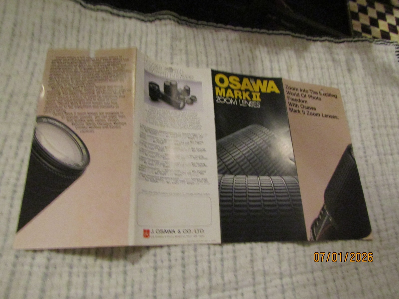 Vintage Osawa Mark II Zoom Lenses Camera Brochure Japan 1980s