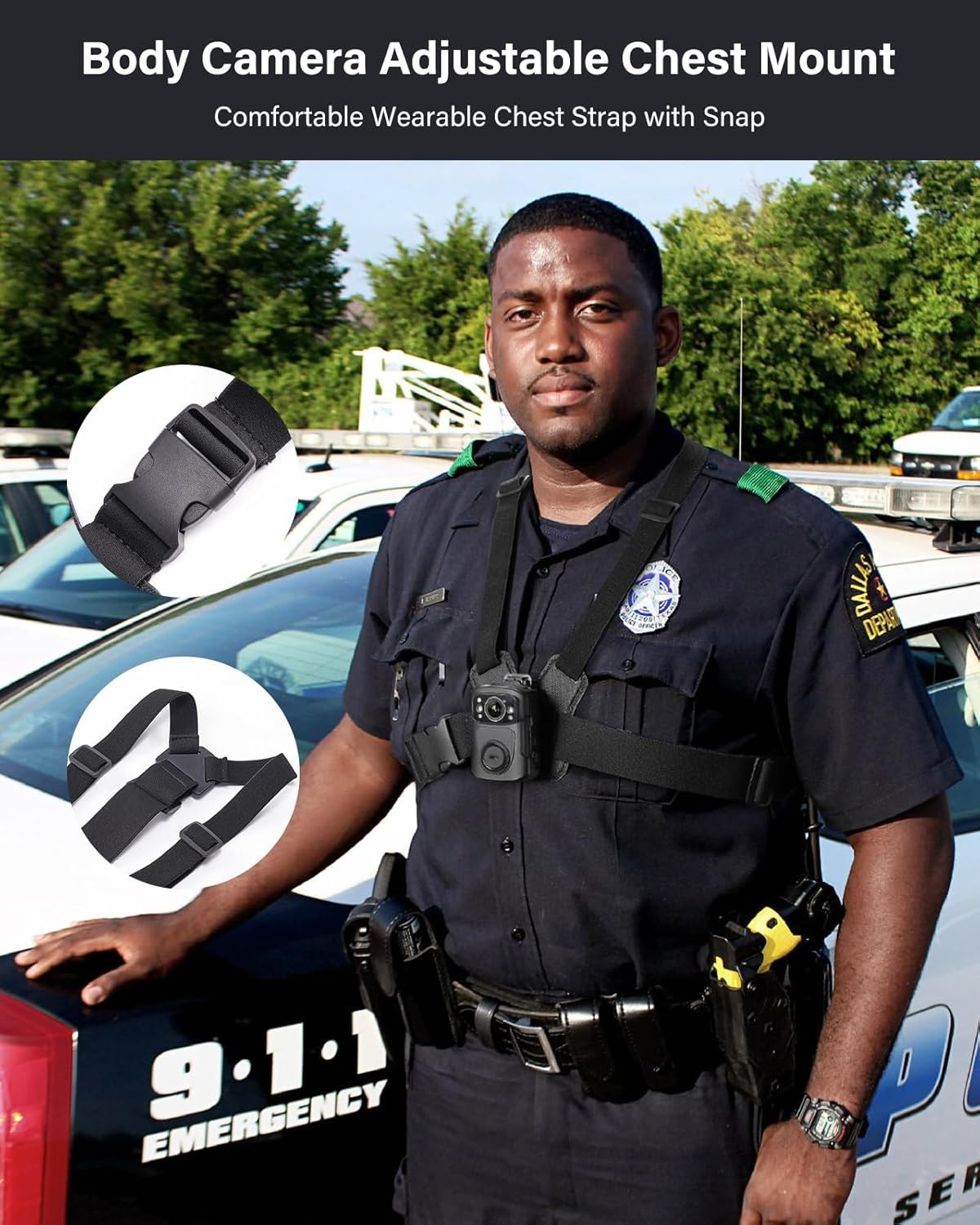 BOBLOV Body Camera Vest Dual Shoulder Mount Hands Free for All Brand Body Cam