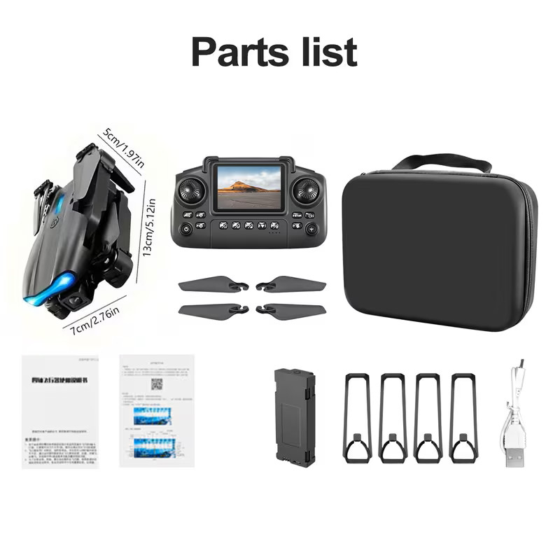 4K HD Camera Drone WiFi FPV RC Foldable Dual Camera Remote with Screen