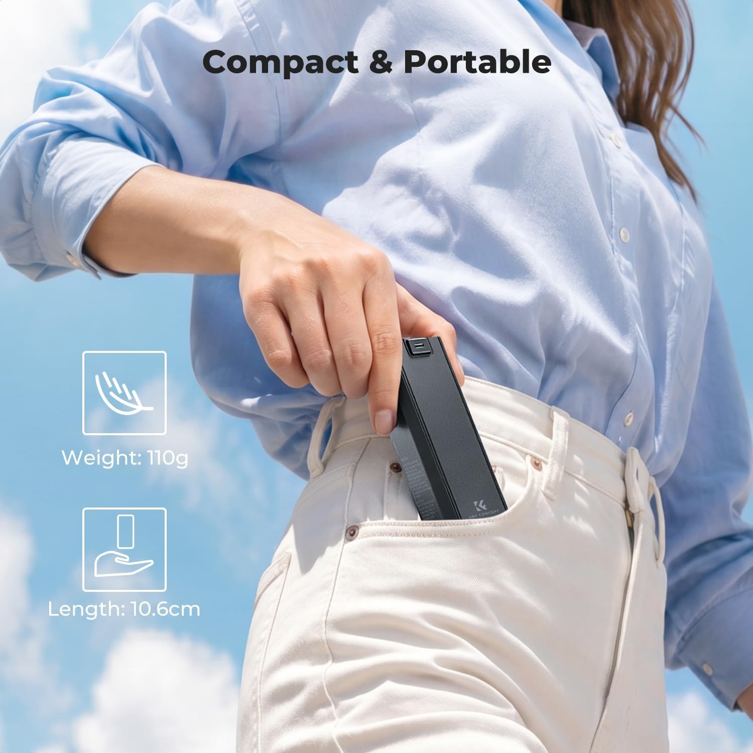 K&F CONCEPT 5000mAh Battery Handle Grip USB-C Charging for DJI Pocket 3/Pocket 4