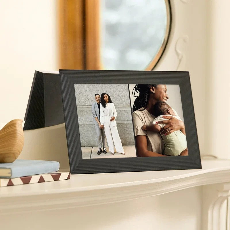 Aura Carver 10.1″ HD WiFi Digital Photo Frame-Clay W/White Mat-Unlimited Storage