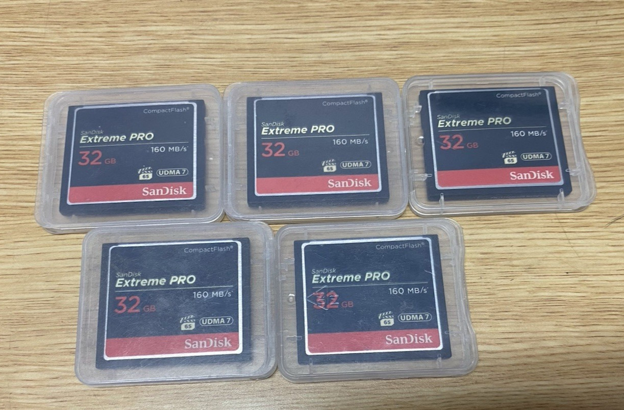 Sandisk Extreme Pro 32GB UDMA 7 160 MB/s Compact Flash Card Lot of 5