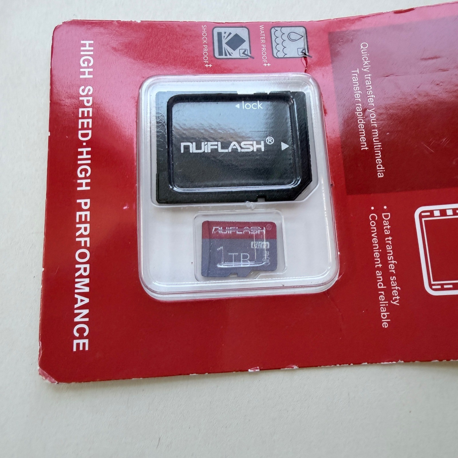 Nuiflash 1TB Micro SD Memory Card High Speed with SD Adapter Water Shock Proof