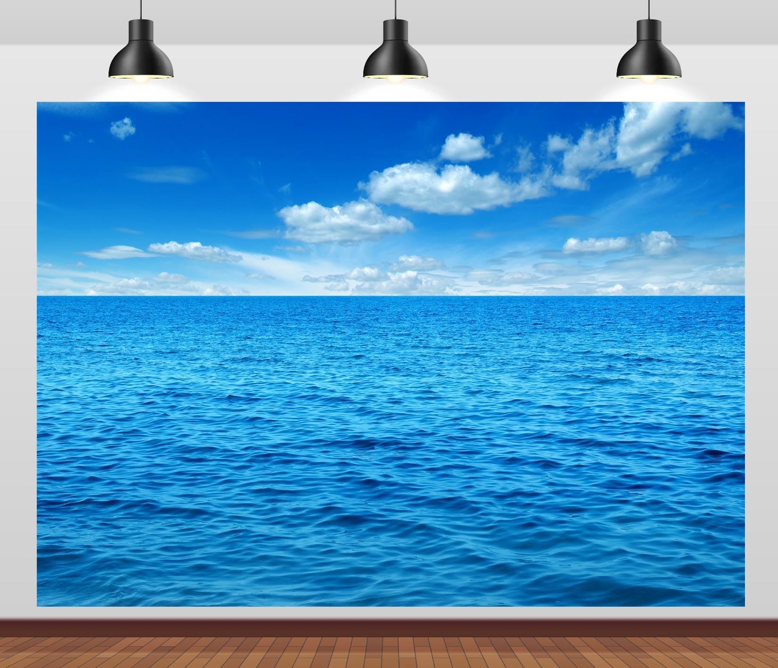 7x5ft Fabric Ocean Sky Backdrop Summer Blue Ocean and Sky Natural Scenery Pho…