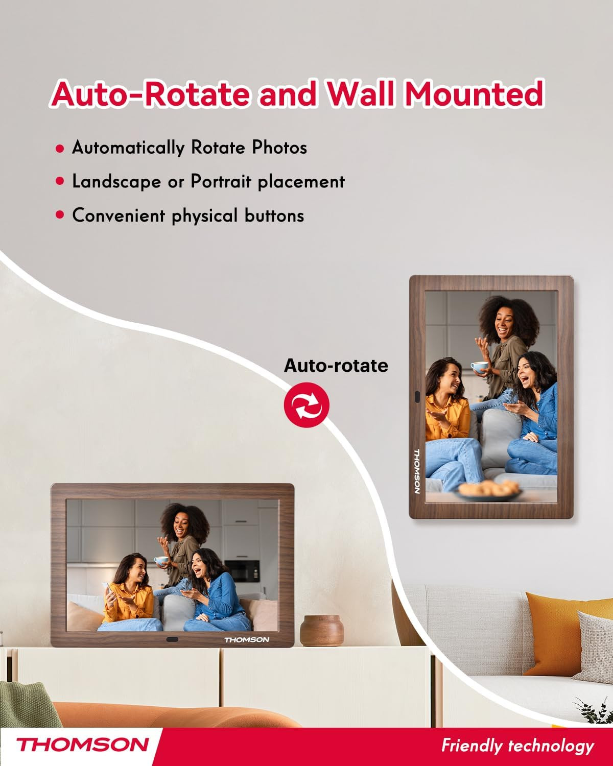 8″ Digital Picture Frame – Ultra Clear IPS Screen, Remote Control, Wooden Frame