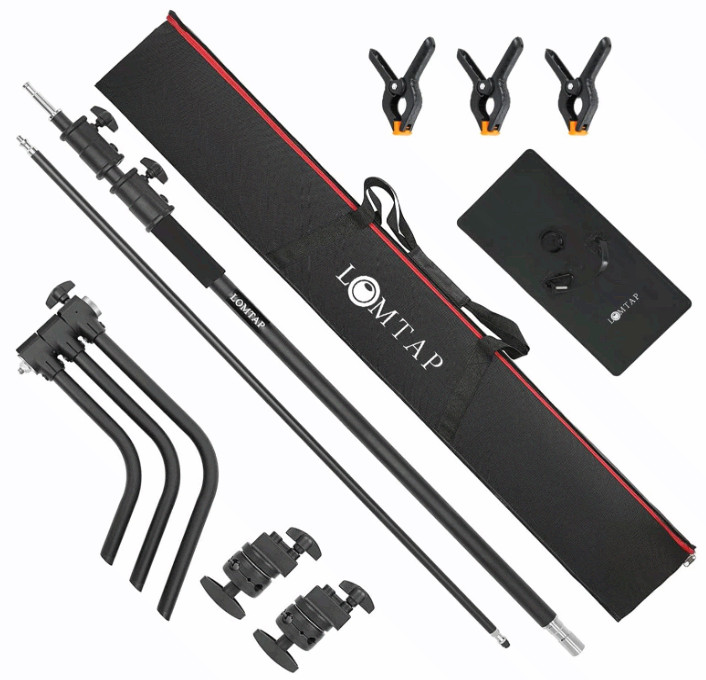 Heavy Duty Stainless C Stand Photography Kit 10.8ft w/Boom Arm, Sandbag & Clips