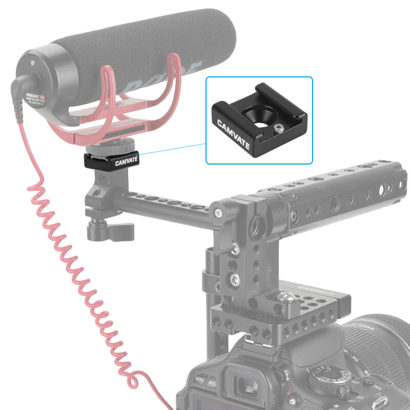 CAMVATE Hot Cold Shoe Adapter 1/4″ Thread Mount for Camera & DSLR Rig & Cage