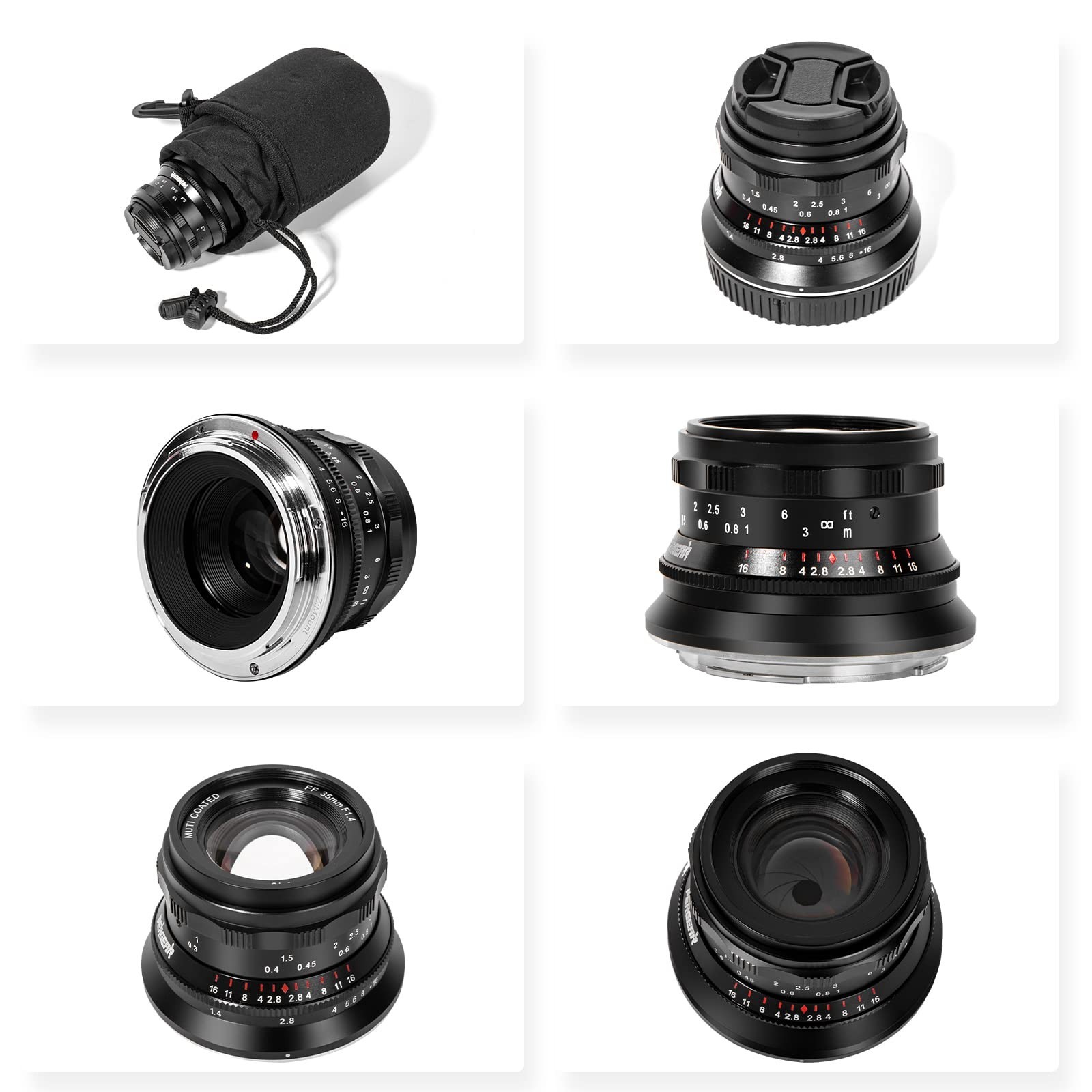 35mm F1.4 Manual Focus Lens for Sony E-Mount Cameras A7 A6000 A6400 A6600 – Blac