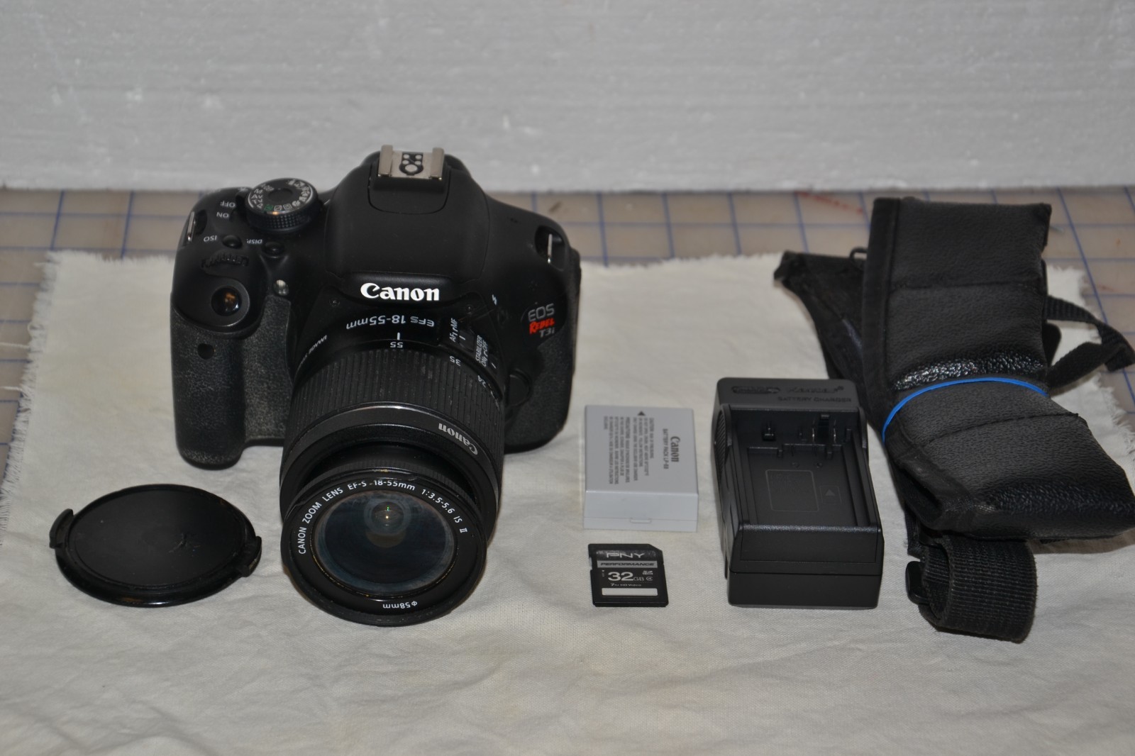 Works great!! Canon EOS Rebel T3i 18MP Camera W/EF-S 18-55mm Lens (Item#2)