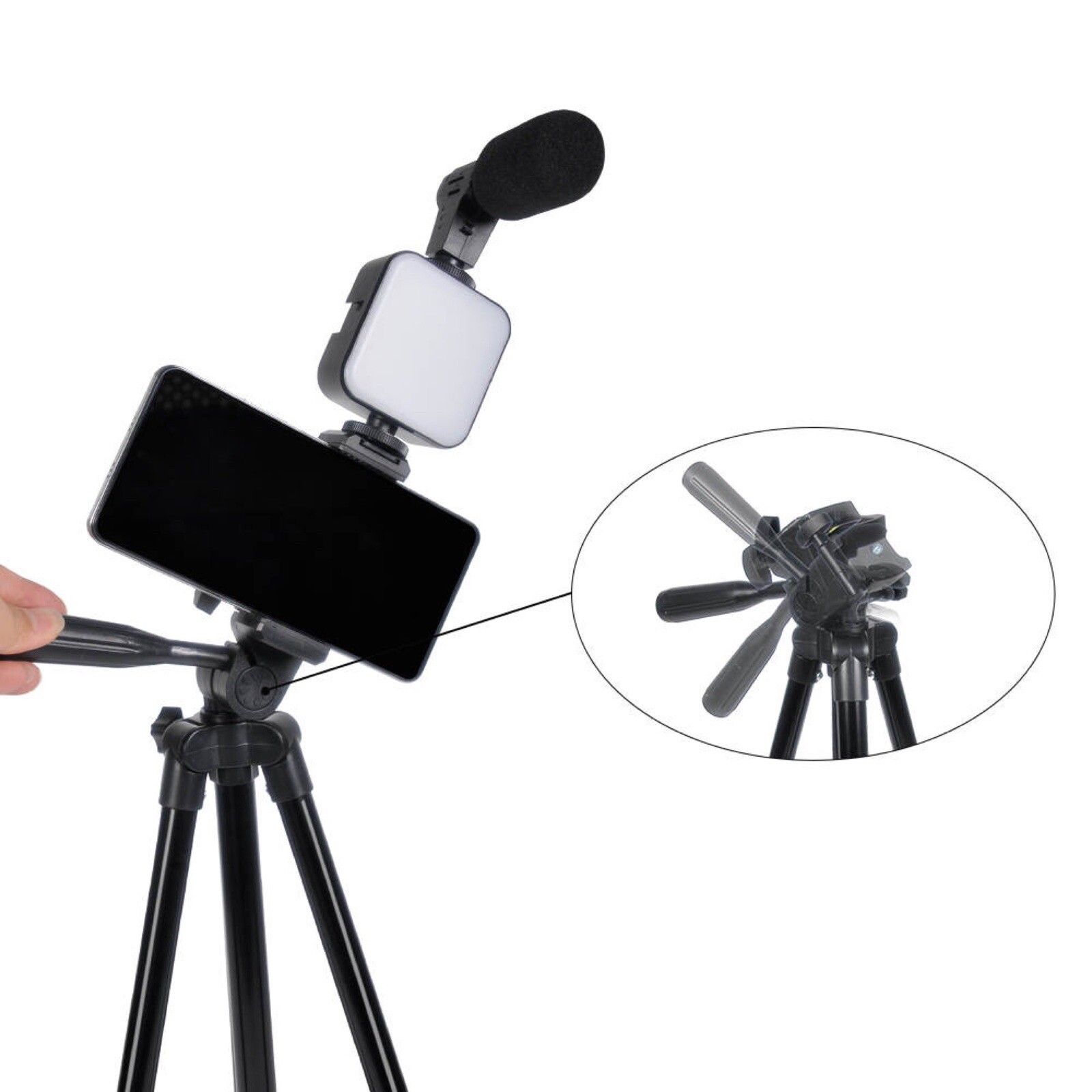 Smartphone Video Kit Vlogging Kit Youtuber Kit with Microphone Light Tripod