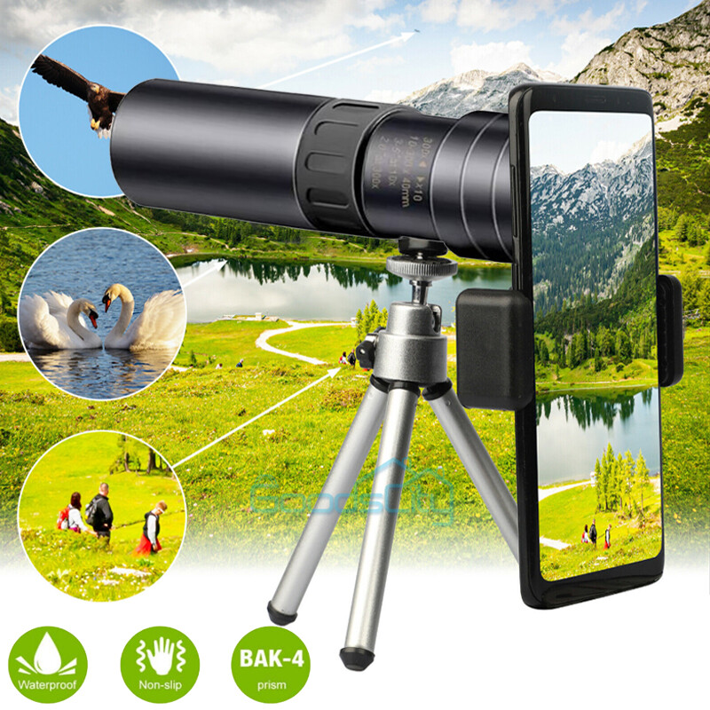 Day/Night Military 10-300X40mm Zoom HD Monocular Phone Telescope w/Tripod + Clip