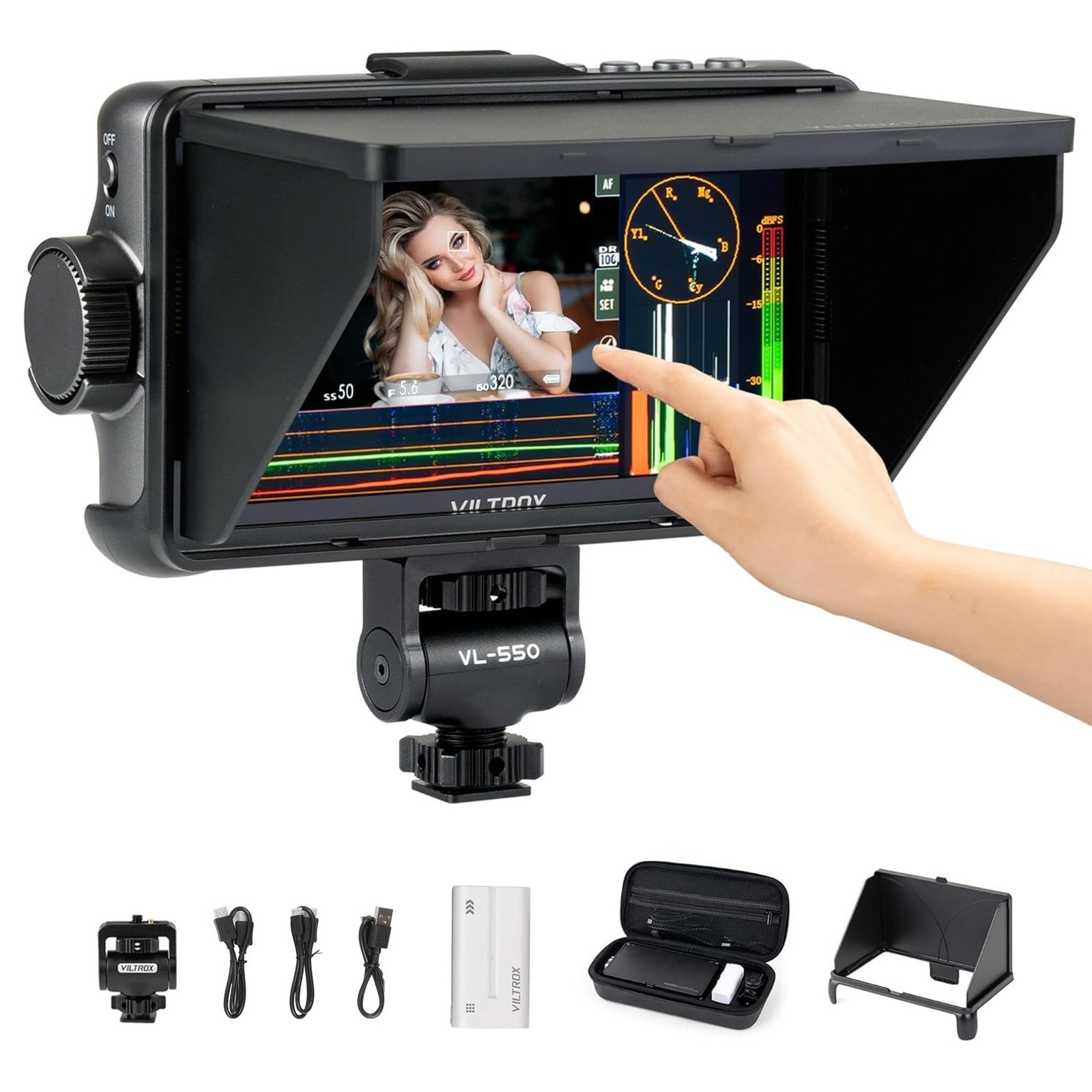 US VILTROX DC-550 Pro 5.5 Inch Touchscreen Camera Field Monitor with battery