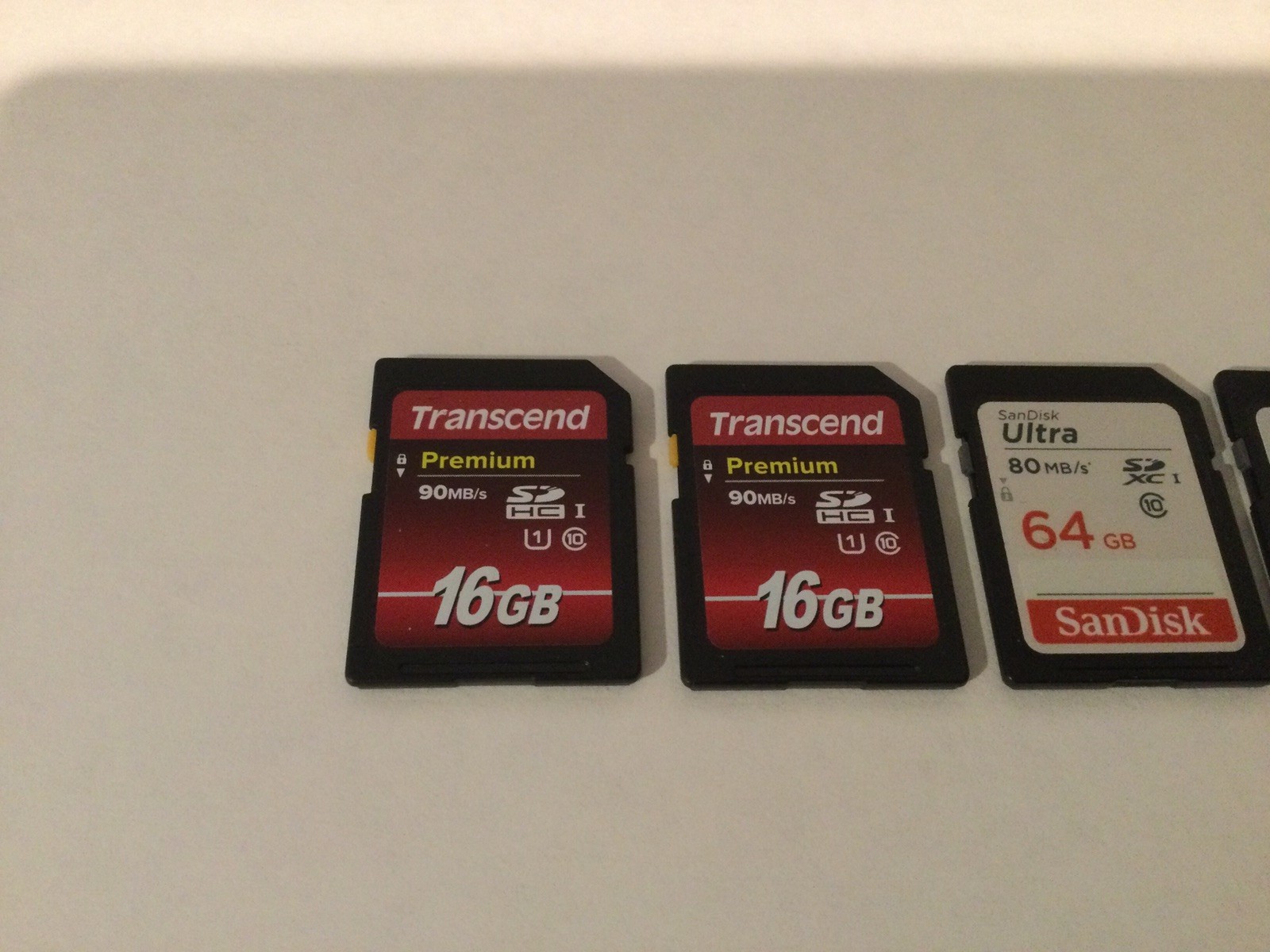 SanDisk 64GB SDXC Memory Cards Qty 2, Transcend 16GB SDHC Memory Cards Qty 2
