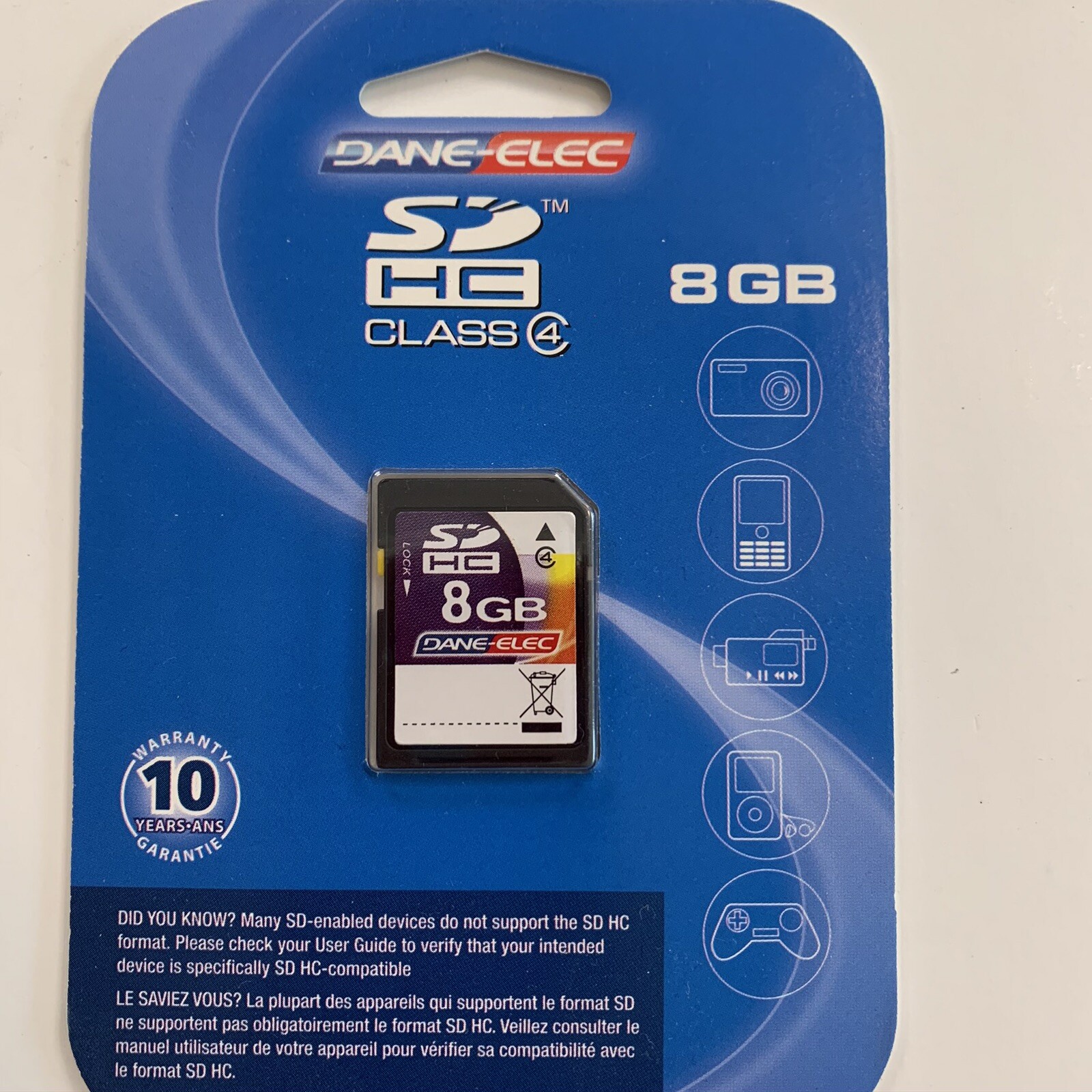 8 GB MicroSD Card HC Class 4 – New In Packaging 10 Year Warranty