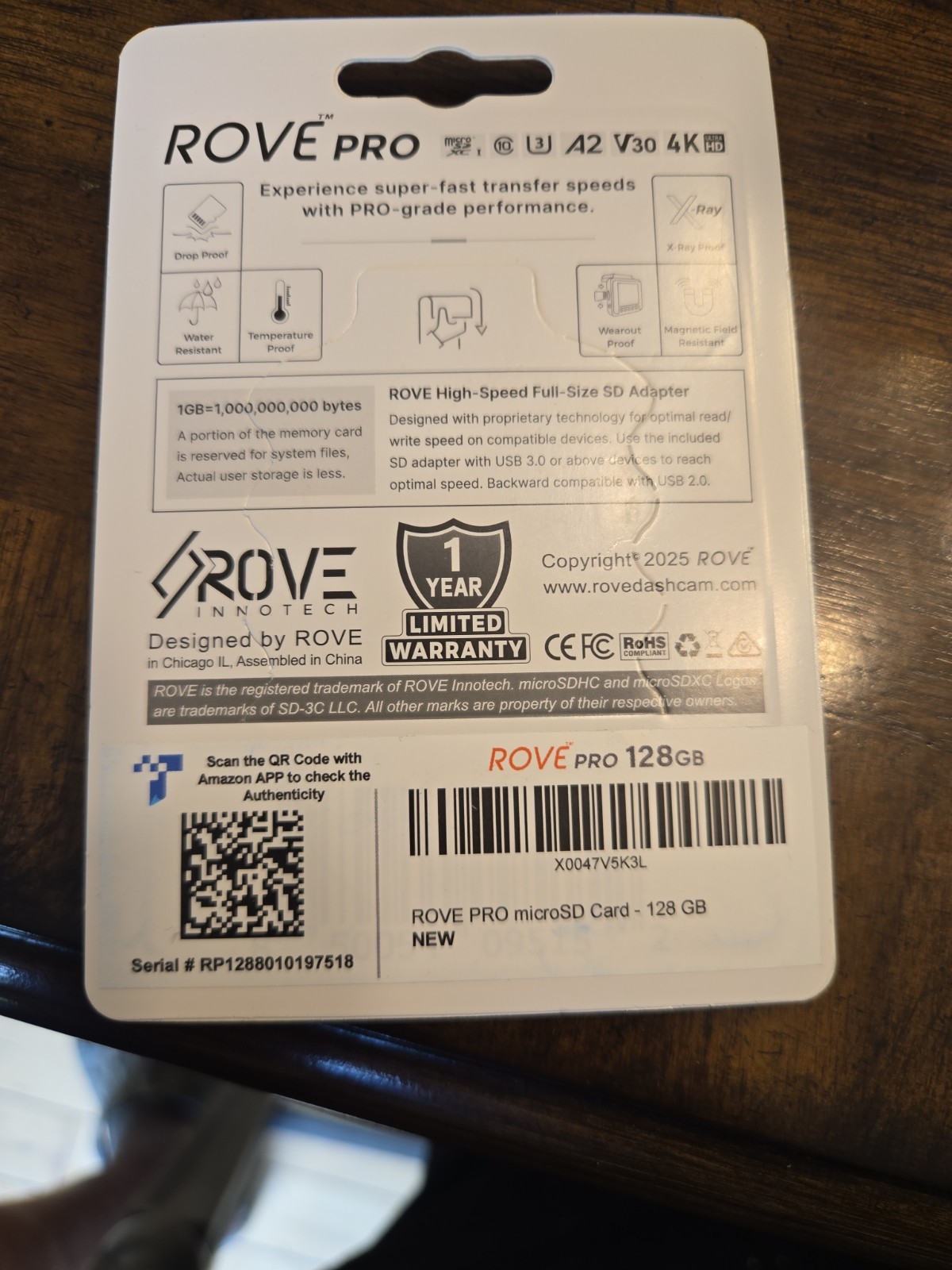 ROVE PRO 128GB microSDXC Card High Speed 4K Recording Class 10 with SD Adapter