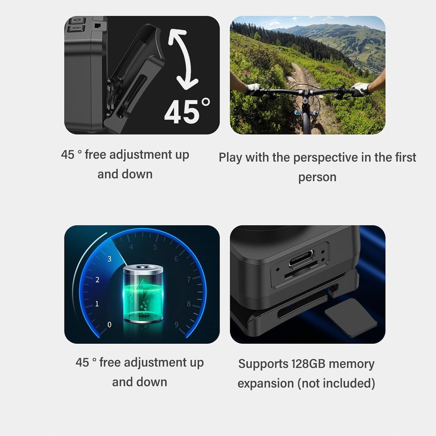 Mini 1080P Head Mounted Camera 45° Adjustable Recording Handheld Headset Camera