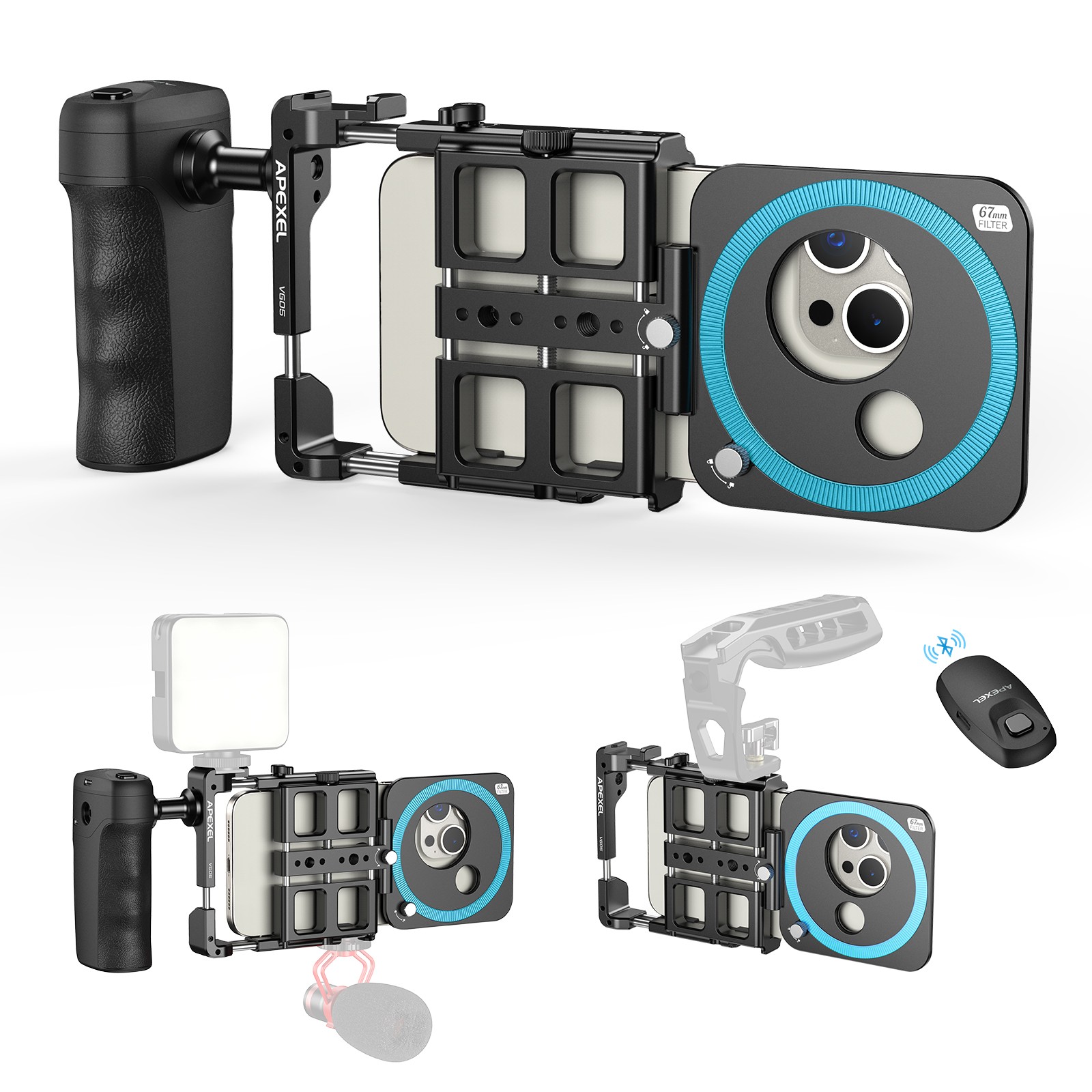 APEXEL Universal Phone Rig Video Kit, Phone Stabilizer for Videomaker