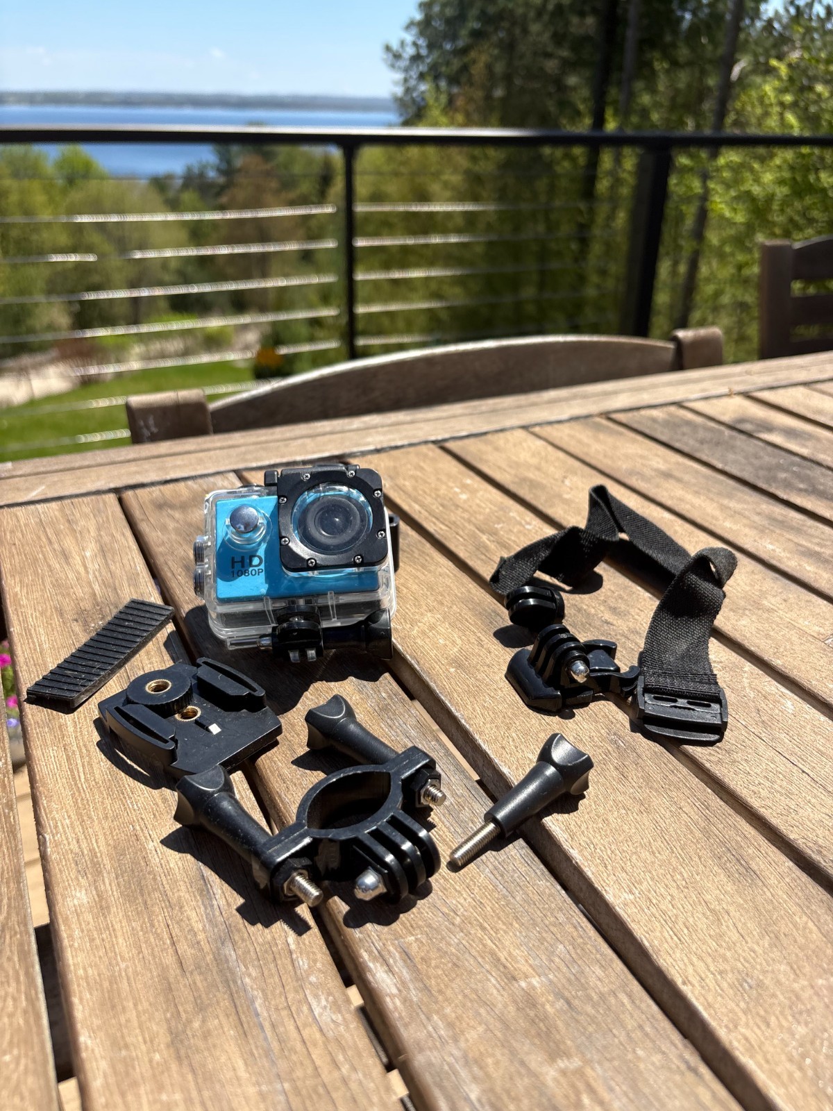 Title: Blue HD 1080p Action Camera – Waterproof Housing & Helmet/Bike Mounts Inc