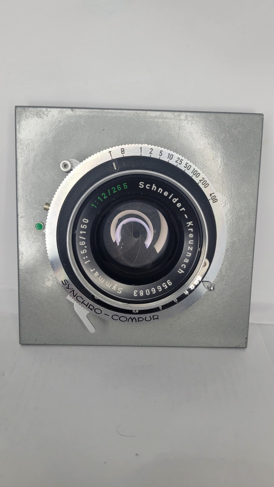 Schneider Symmar 150mm f/5.6 265mm f/12 Large Format Lens Synchro-Compur Board