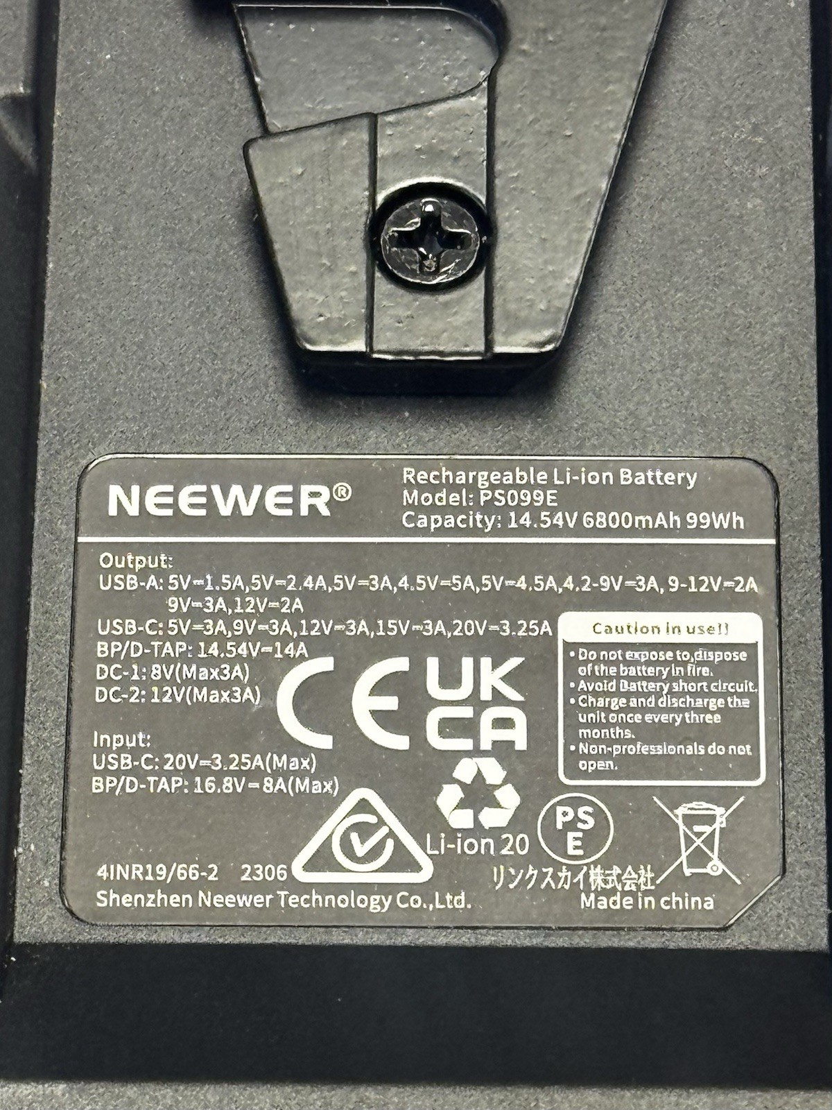 Neewer V Mount Battery PS099E – 14.54V 6800mAH 99Wh