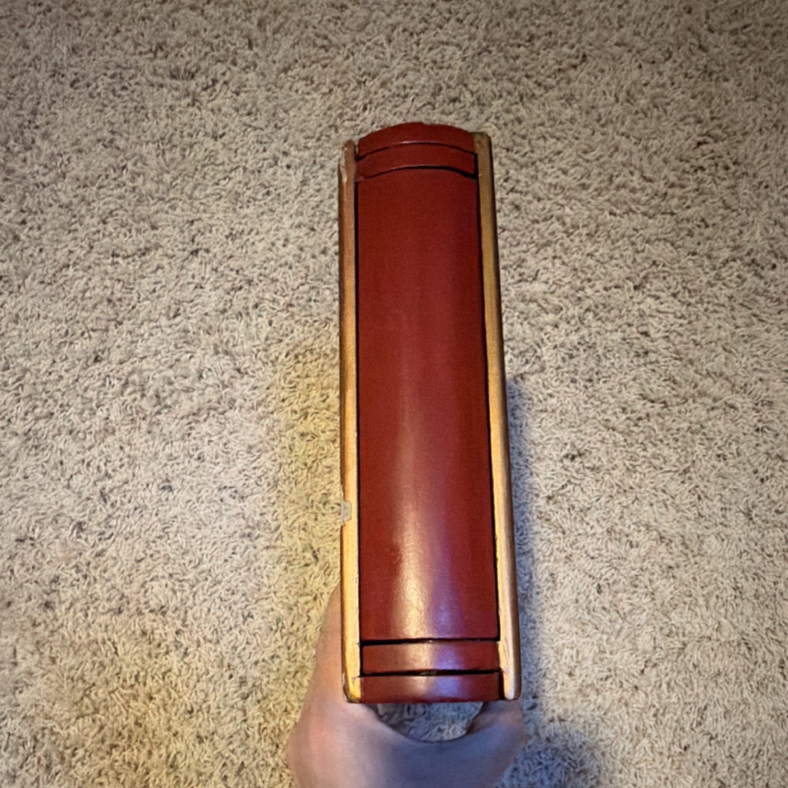 Vintage Red Wood Photo Album Slip-In Ring Binder Format, MPN Does Not Apply