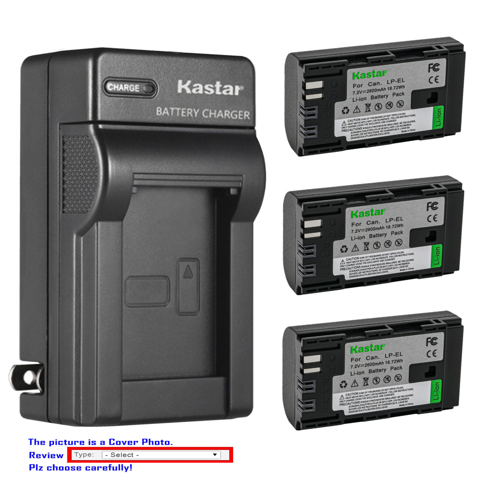 Kastar Fully Decoded LP-EL Battery Wall Charger for Canon Speedlite EL-1 Flash