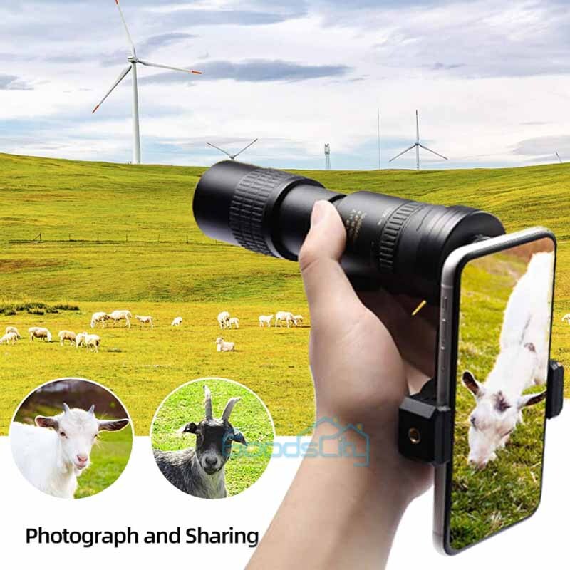 Day/Night Military 10-300X40mm Zoom HD Monocular Phone Telescope w/Tripod + Clip