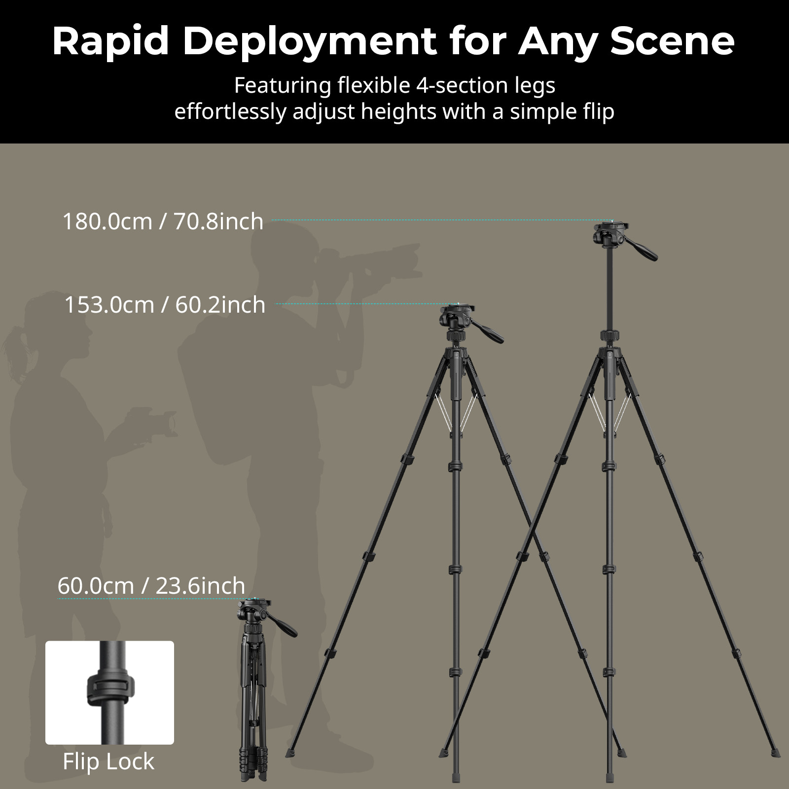 SmallRig 71″ Camera Tripod Stand Travel Tripod for iPhone for Canon for Nikon