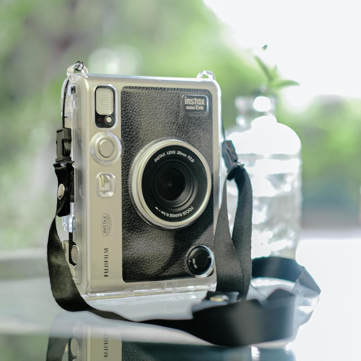 Funda Transparente Instax Mini Evo Case Rigido Con Correa Hombro Proteccion Plus