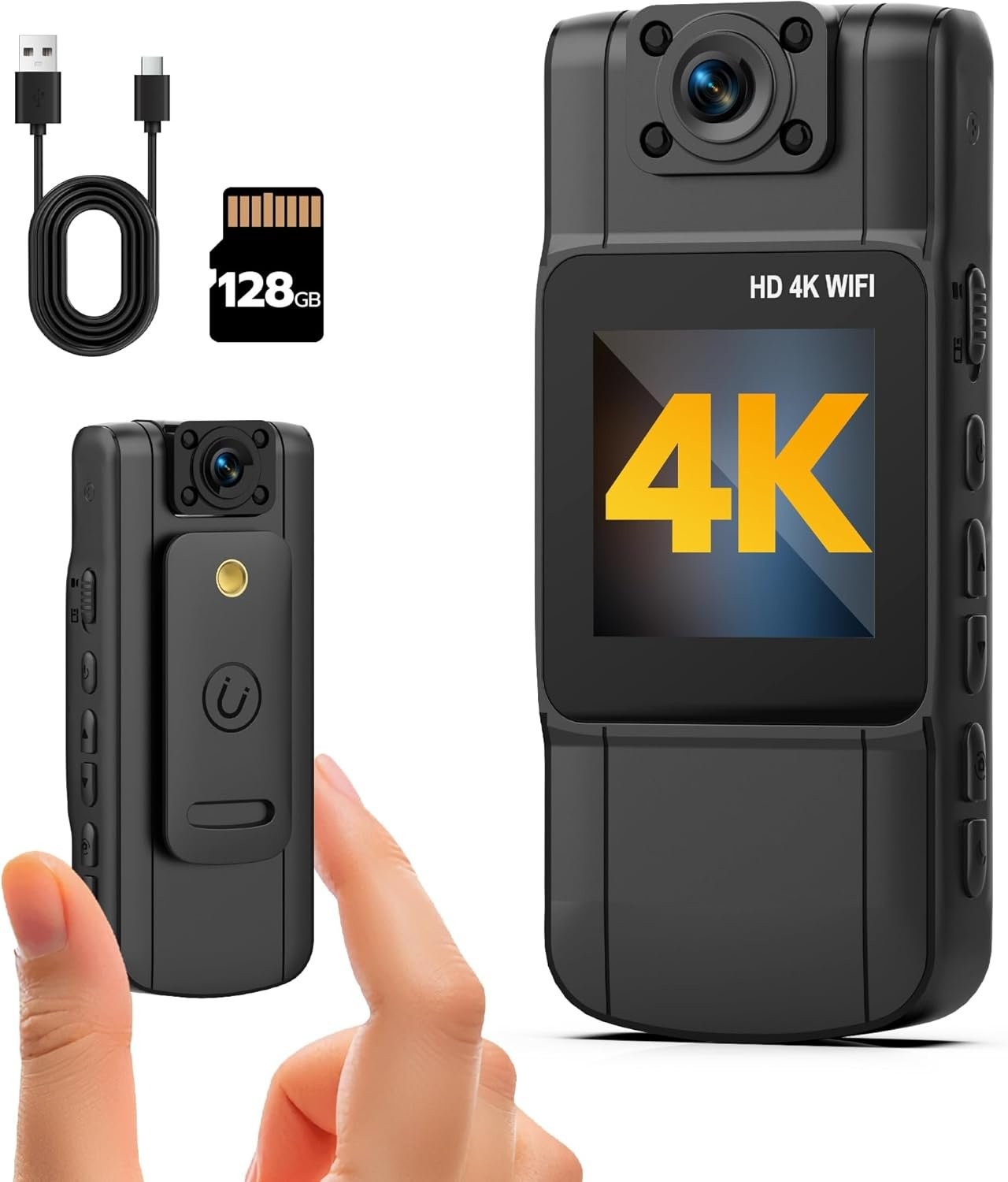 Anweller 4K Body Camera with Audio and Video Recording, 128G Mini Wearable Body