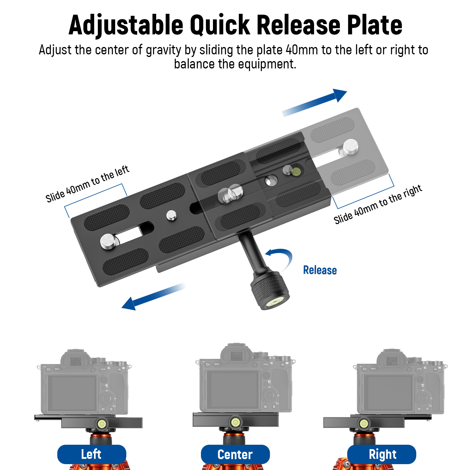 NEEWER 120mm QR Plate&Clamp Adapter Set for Arca Swiss Tripod Monopod Ball Head