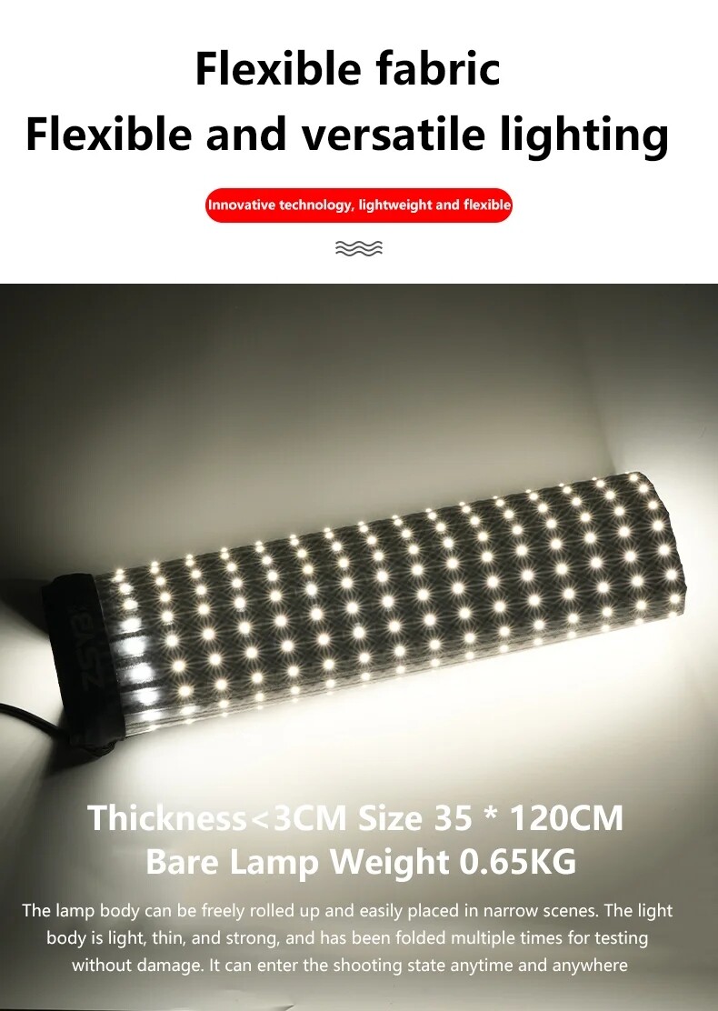ZSYB JB-200Bi 200W 3200K-5600K Flexible Cloth LED Video Panel Light APP Control