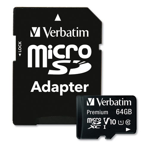 Verbatim 64GB microSDXC Memory Card with Adapter, 90MB/s, 2/Pack