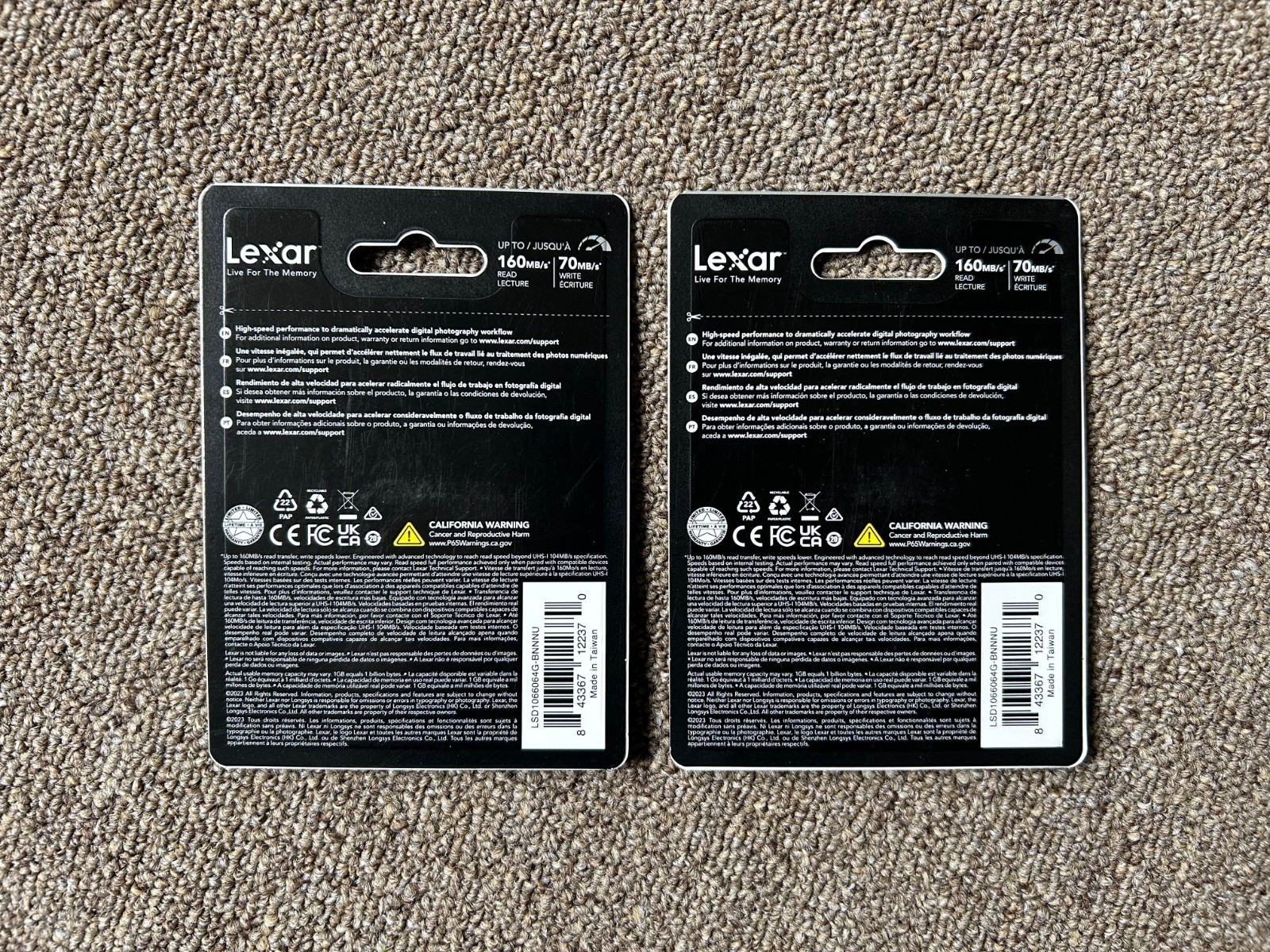 Lexar Professional 64gb SDXC UHS-I Memory Card Lot Of 2 Brand NEW SEALED