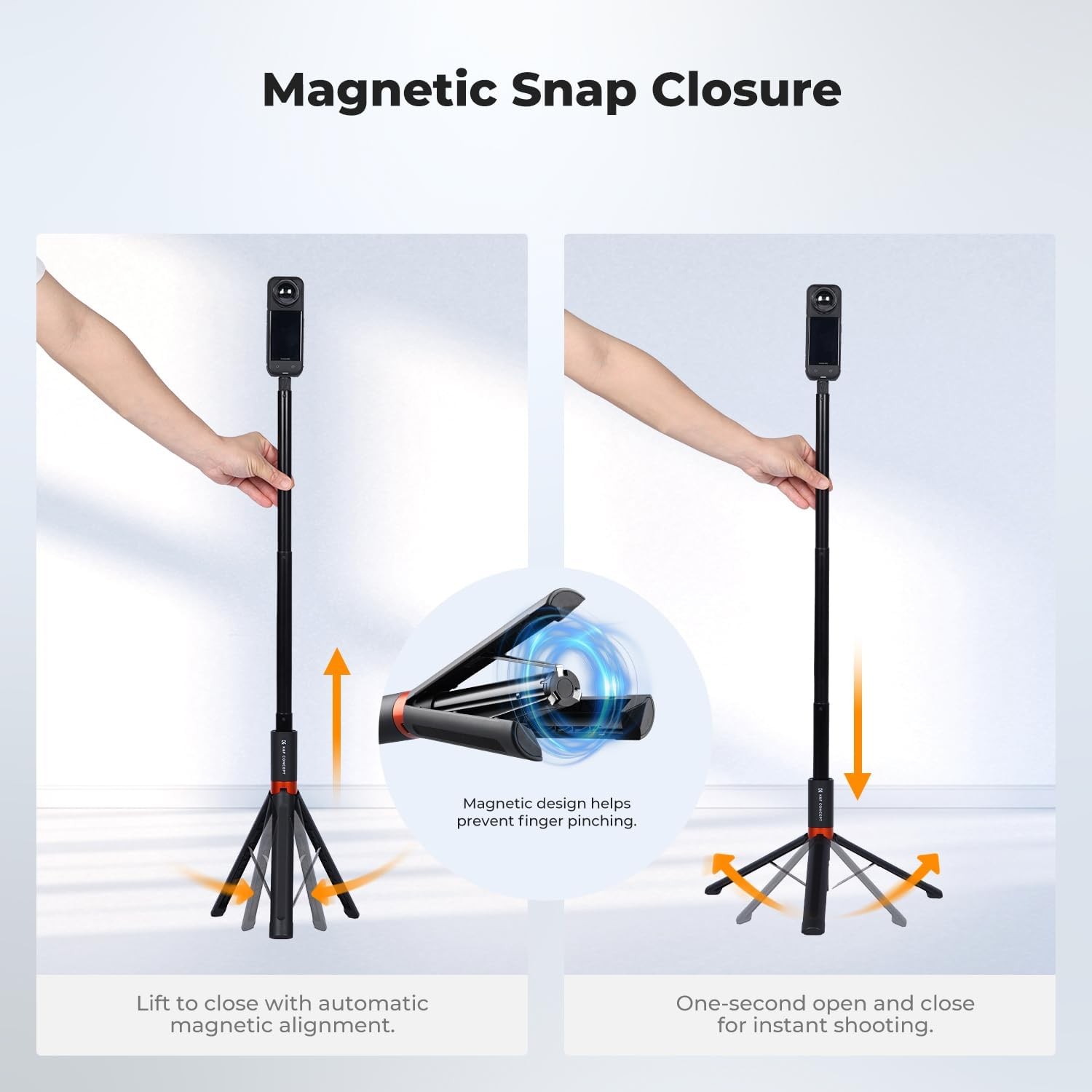 K&F CONCEPT 66″ Invisible Selfie Stick Tripod for Insta360 X5/X4/X3 DJI Osmo 360