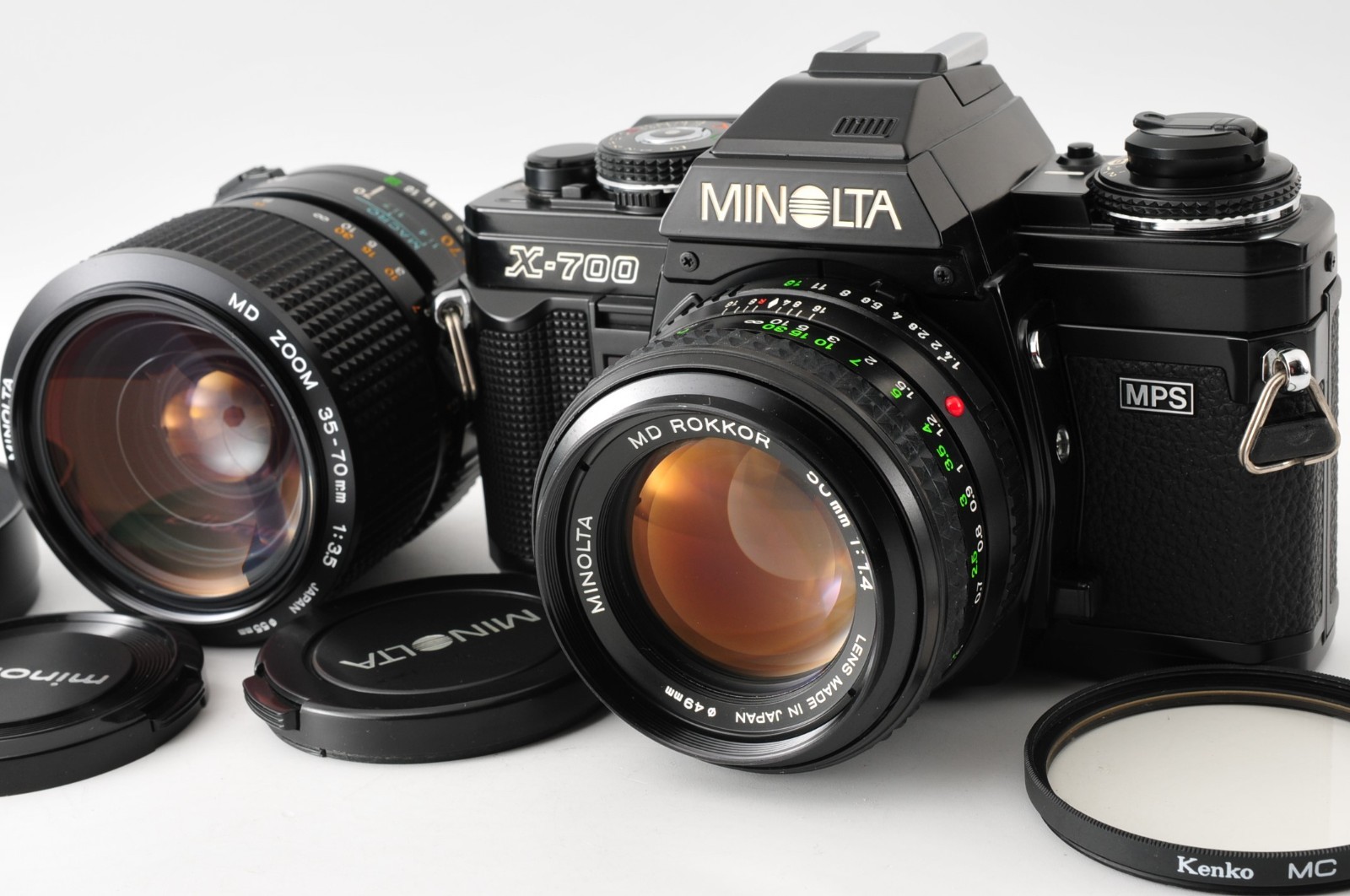 2lens【N MINT 】MINOLTA New X-700 Film Camera MD 50mm f1.4 35-70mm f3.5 Lens JAPAN
