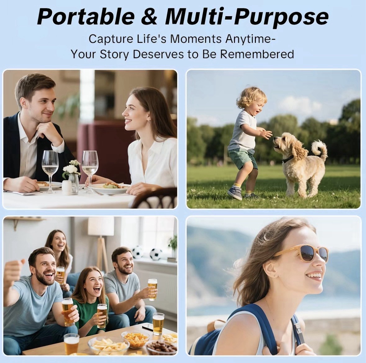 Portable 2.5K Ultra HD Video Recorder With 180• Rotating Lens, Hand Held Stable