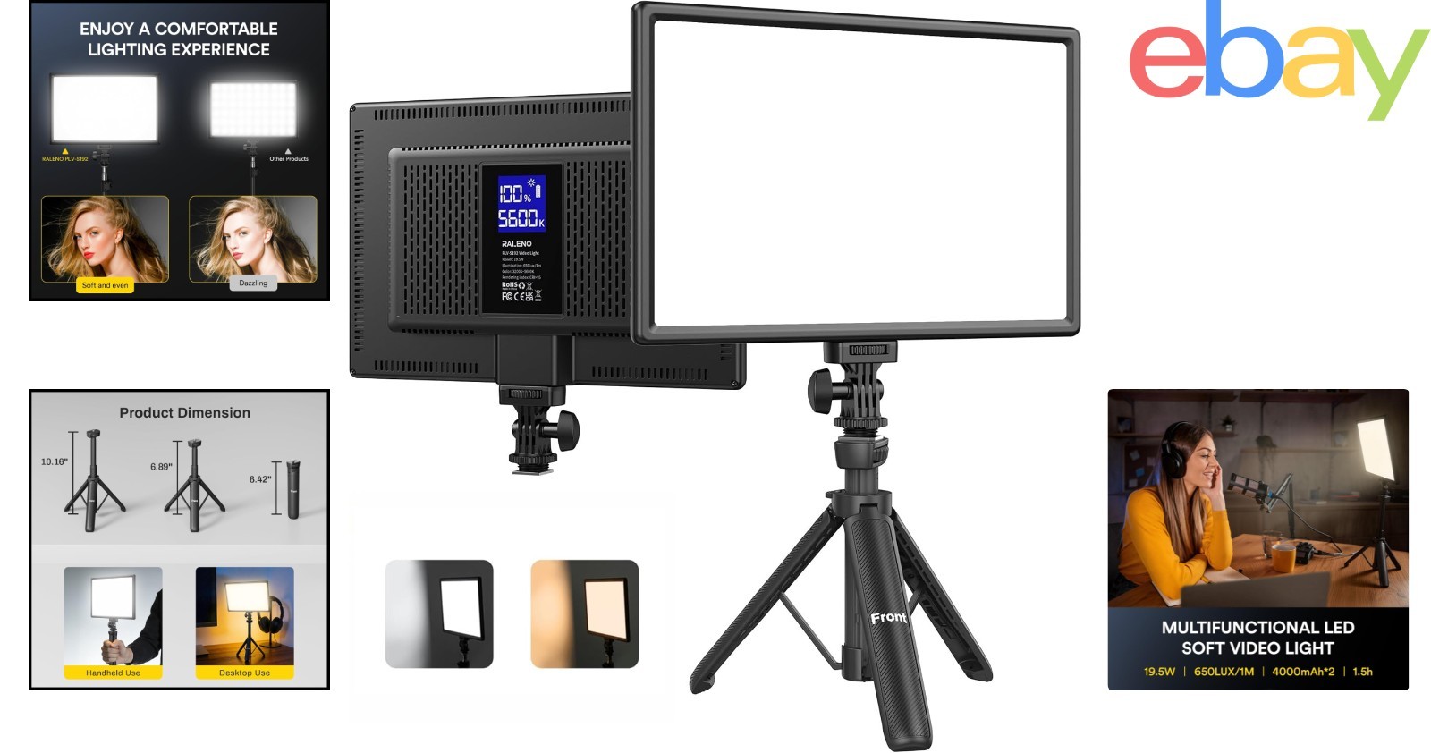 Rechargeable LED Video Light with Adjustable Brightness and Color Temperature