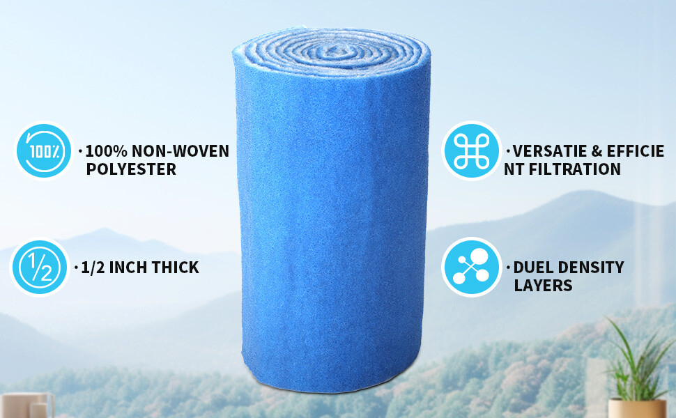 12-FT BLUE BONDED AQUARIUM FILTER MEDIA PAD 12″ X 11′ FILTER FIBER FLOSS US