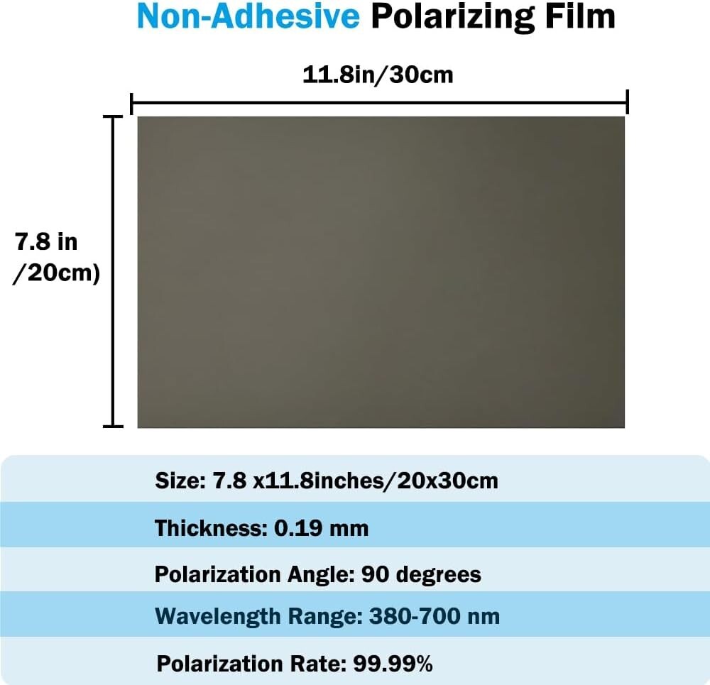 Polarized Film Sheets 3 PCS 7.8 X11.8Inches/20X30Cm Polarizer Linear Polarizing