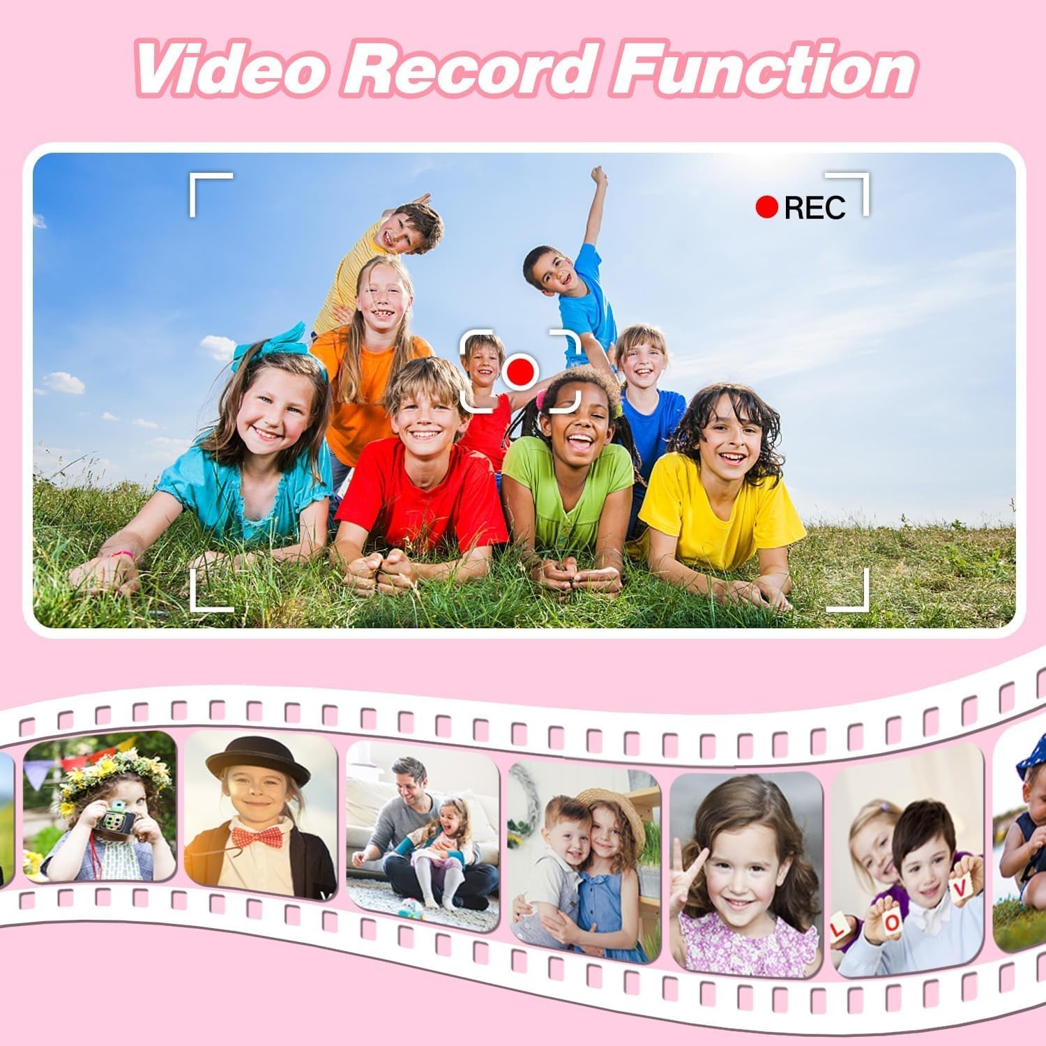 Kids Camera Digital Video Toy 3-8 Years HD w/ 64GB SD Card Gift
